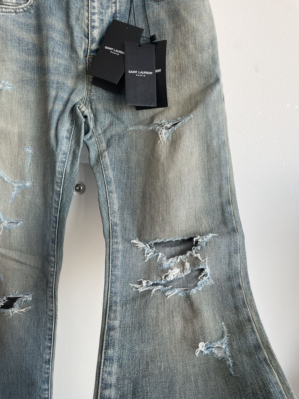 Saint Laurent Paris Sold Extremely Rare Brand NEW Runway Hedi Trash Crash Denim Size US 27 - 16 Thumbnail
