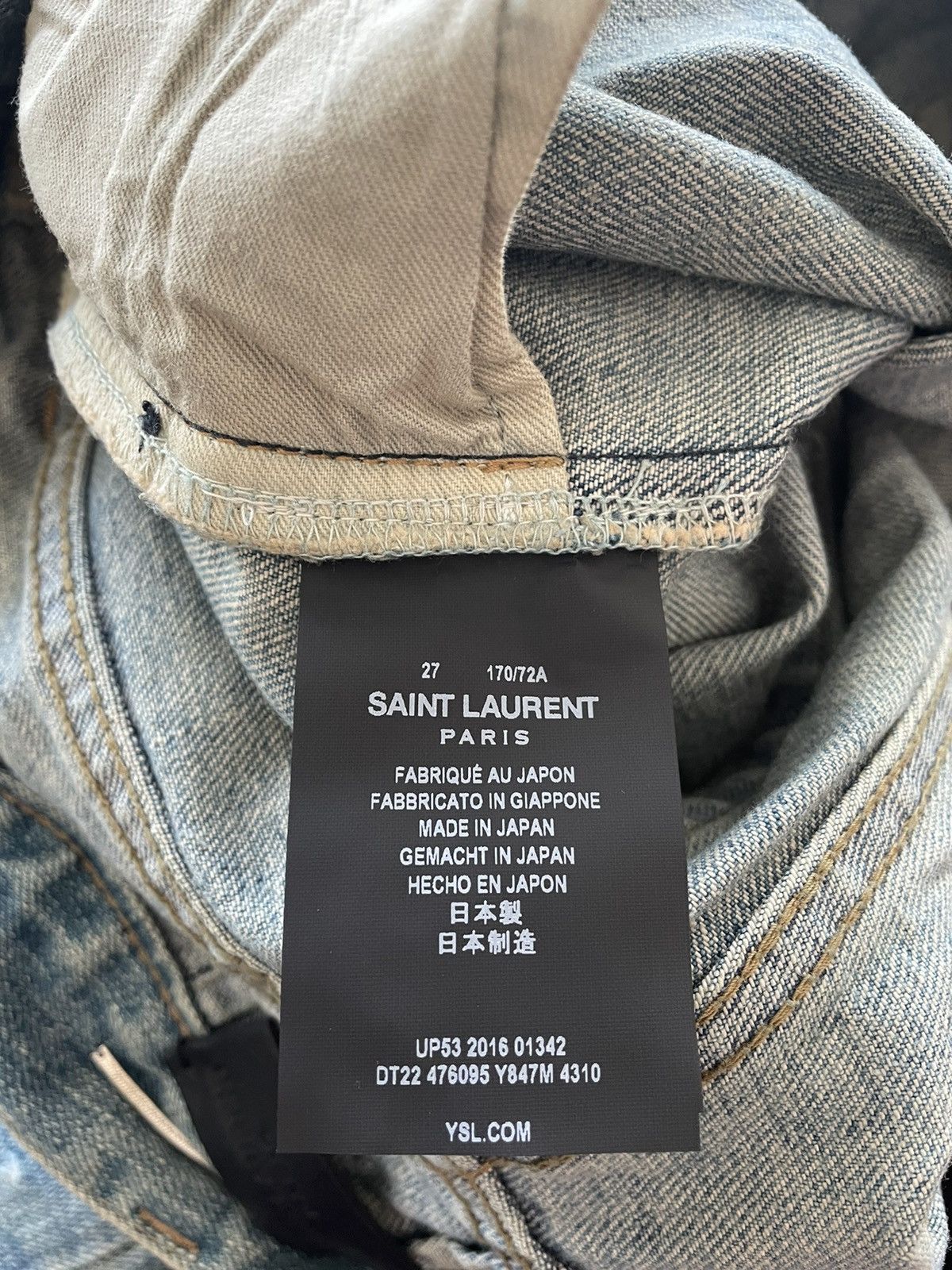 Saint Laurent Paris Sold Extremely Rare Brand NEW Runway Hedi Trash Crash Denim Size US 27 - 4 Thumbnail