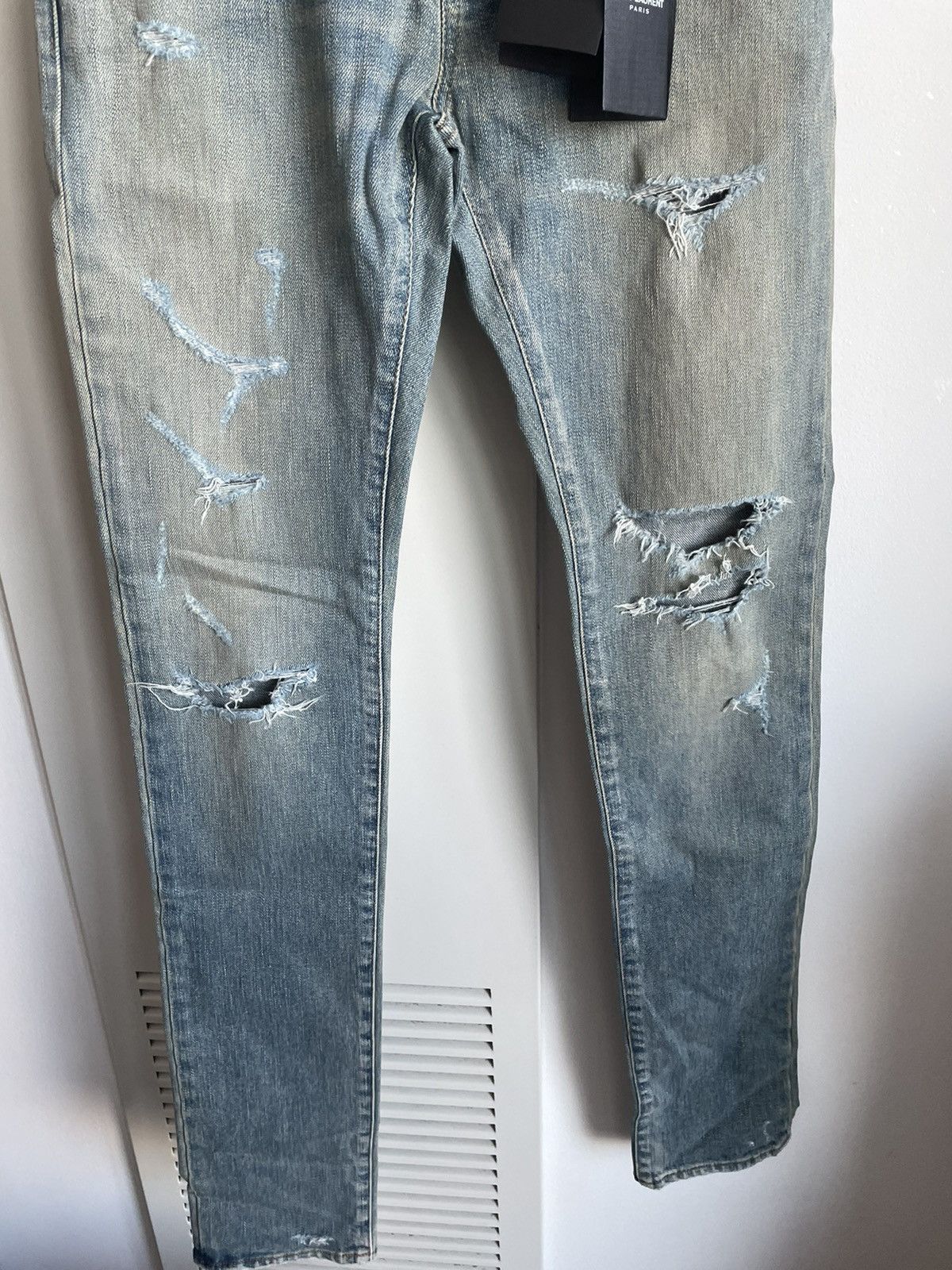 Saint Laurent Paris Sold Extremely Rare Brand NEW Runway Hedi Trash Crash Denim Size US 27 - 21 Thumbnail