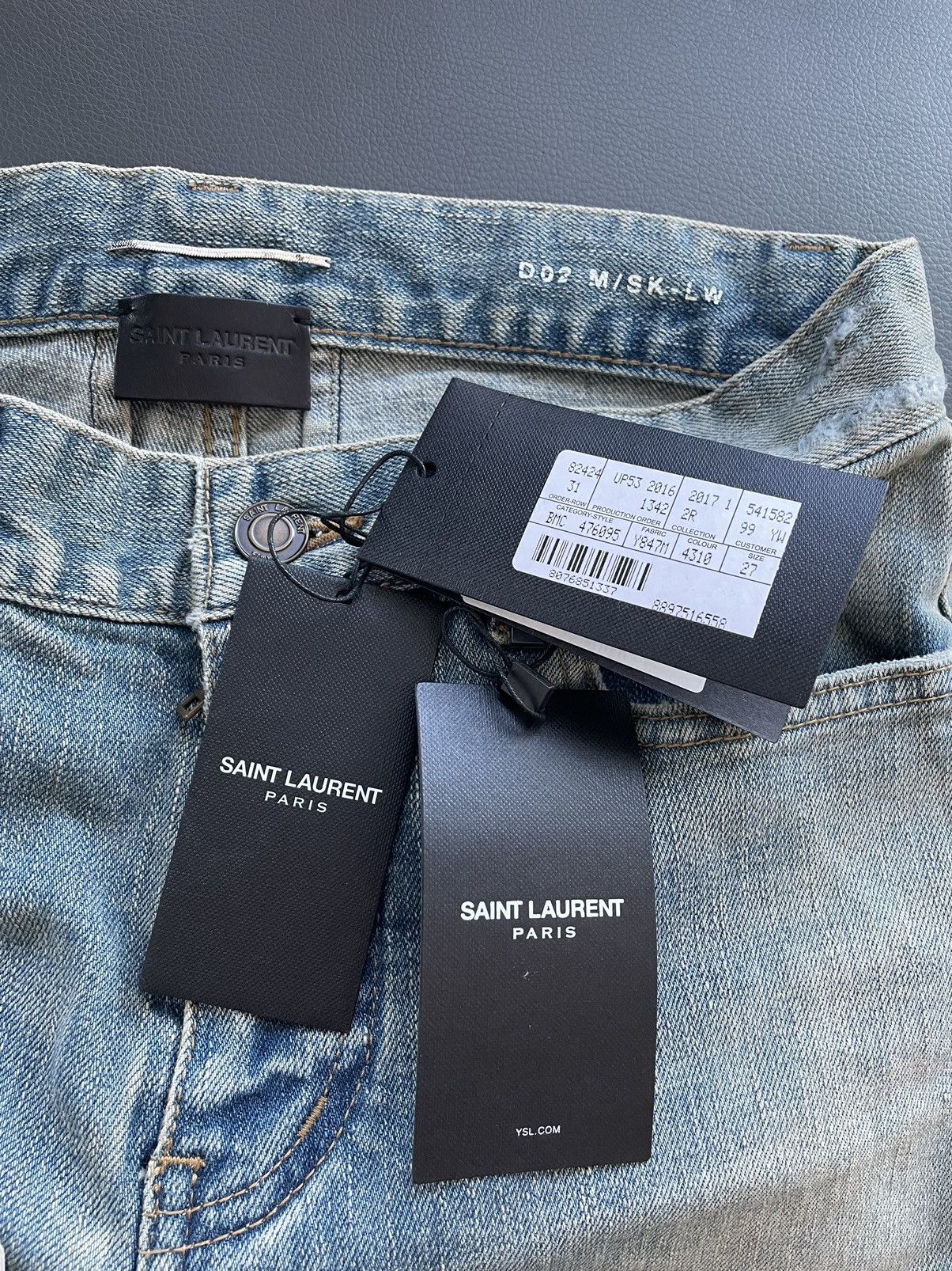 Saint Laurent Paris Sold Extremely Rare Brand NEW Runway Hedi Trash Crash Denim Size US 27 - 8 Thumbnail