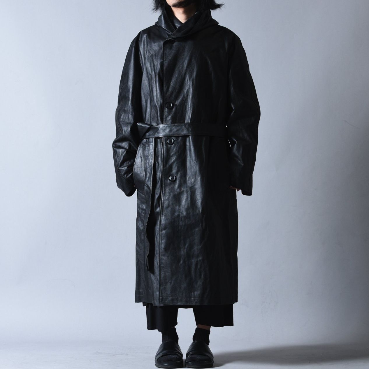 Yohji Yamamoto X BACKLASH Hood Leather Coat