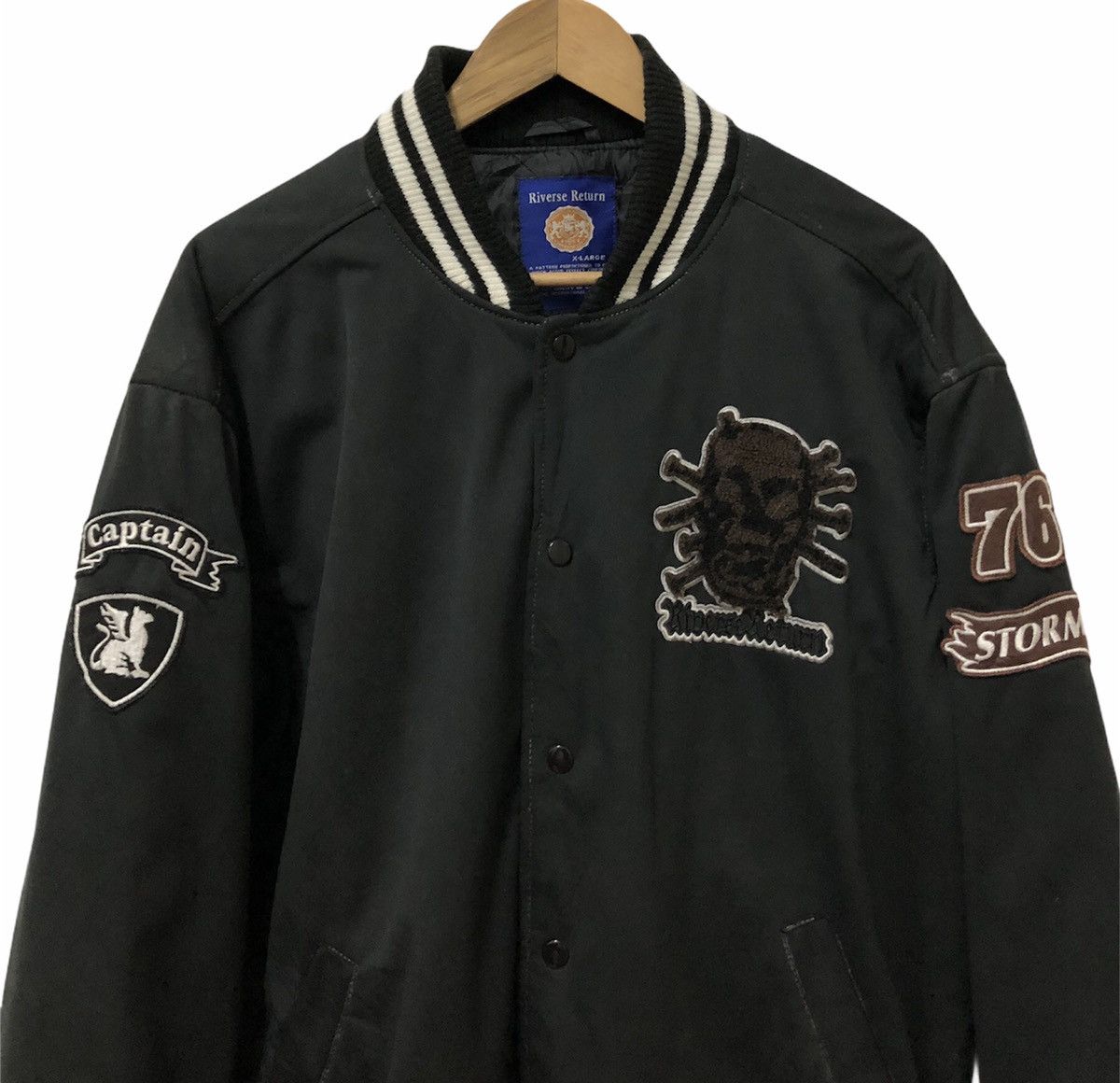 Vintage RARE‼️Vintage Skulls Patchwork Wool Varsity Jacket Size US XL / EU 56 / 4 - 2 Thumbnail