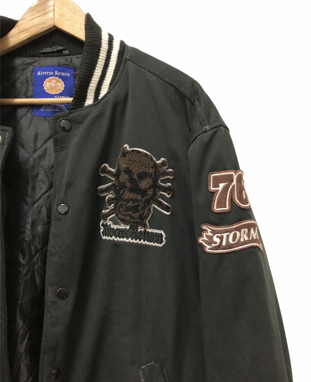Vintage RARE‼️Vintage Skulls Patchwork Wool Varsity Jacket Size US XL / EU 56 / 4 - 4 Thumbnail