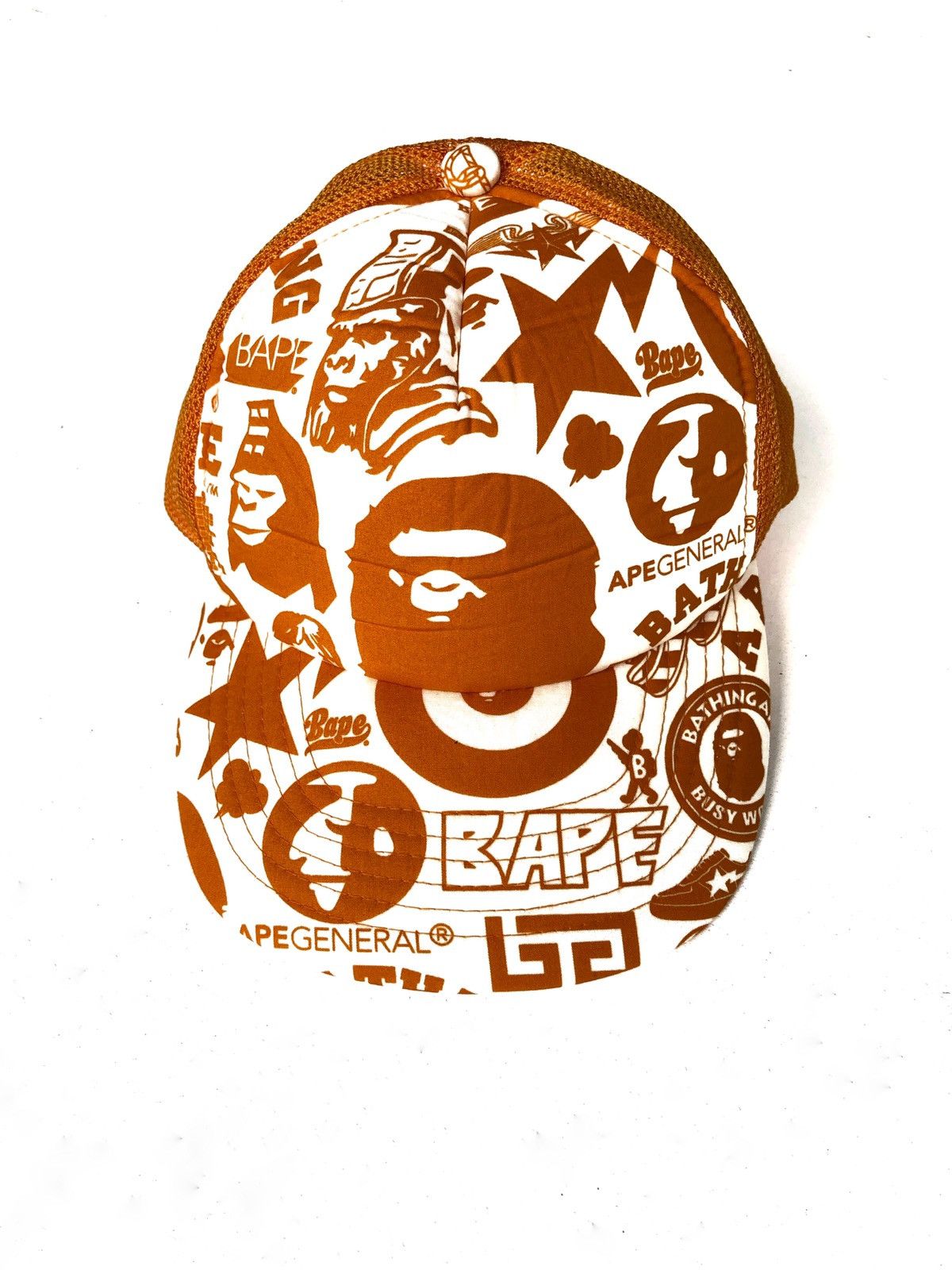 Bape OG Bape Orange Mesh Trucker Snapback Cap Size ONE SIZE - 1 Thumbnail
