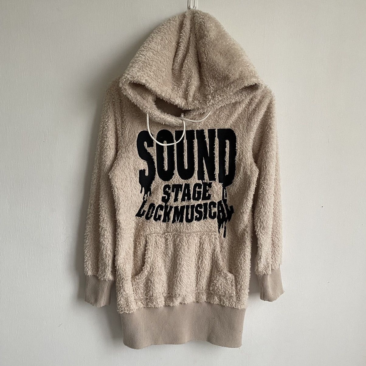 image of Gcw23Vintage Big Logo Spell Out Sherpa Hoodie, Men's (Size Medium)