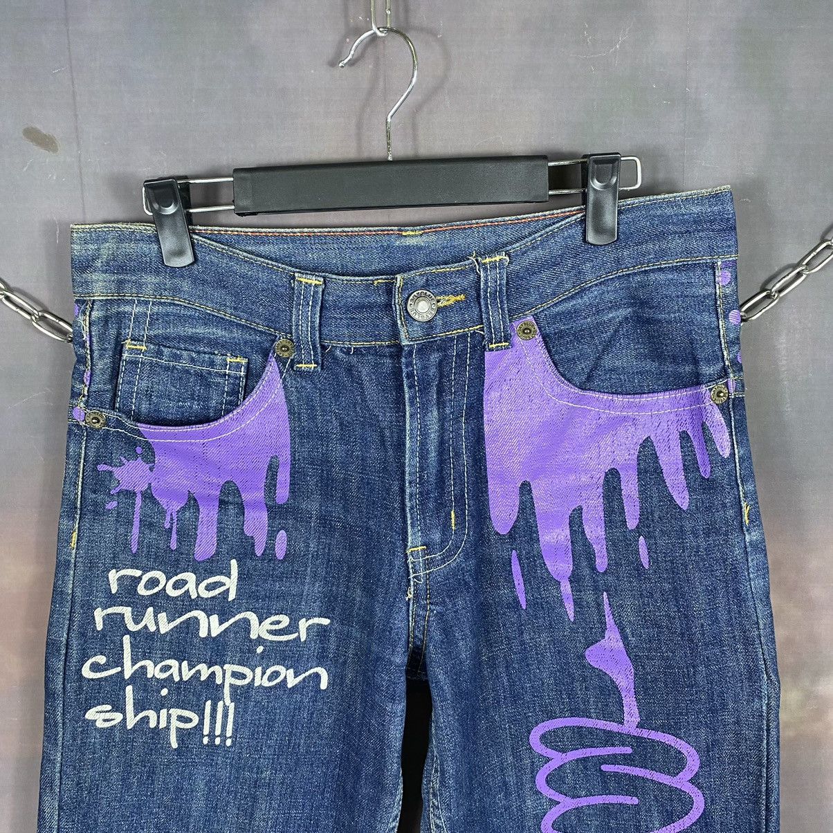Japanese Brand × Jean × Vintage Steals🔥Vintage Japanese Marpleq Splatter SpellOut Denim Jean Size US 31 - 3 Thumbnail