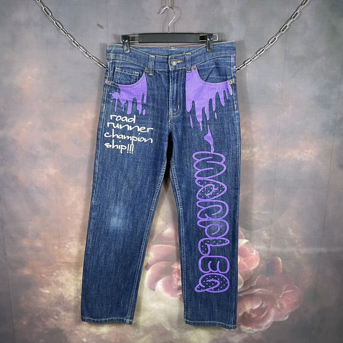 Japanese Brand × Jean × Vintage Steals🔥Vintage Japanese Marpleq Splatter SpellOut Denim Jean Size US 31 - 1 Thumbnail