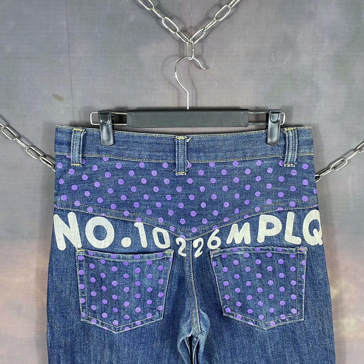 Japanese Brand × Jean × Vintage Steals🔥Vintage Japanese Marpleq Splatter SpellOut Denim Jean Size US 31 - 6 Thumbnail