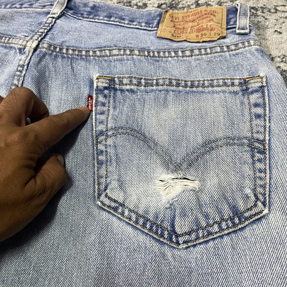 Jean × Levi's × Vintage Vintage Levis 505 Faded Light Washed Distressed Jeans Size US 36 / EU 52 - 11 Thumbnail