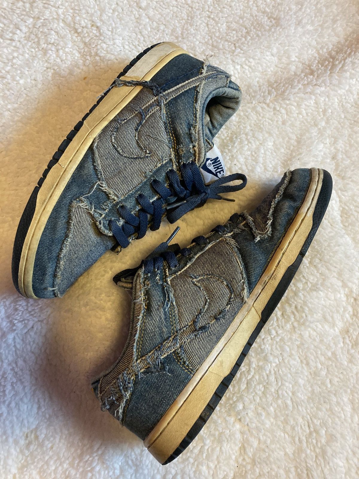 Nike Dunk Low Cl Denim distressed denim dunks Size US 9 / EU 42 - 2 Thumbnail