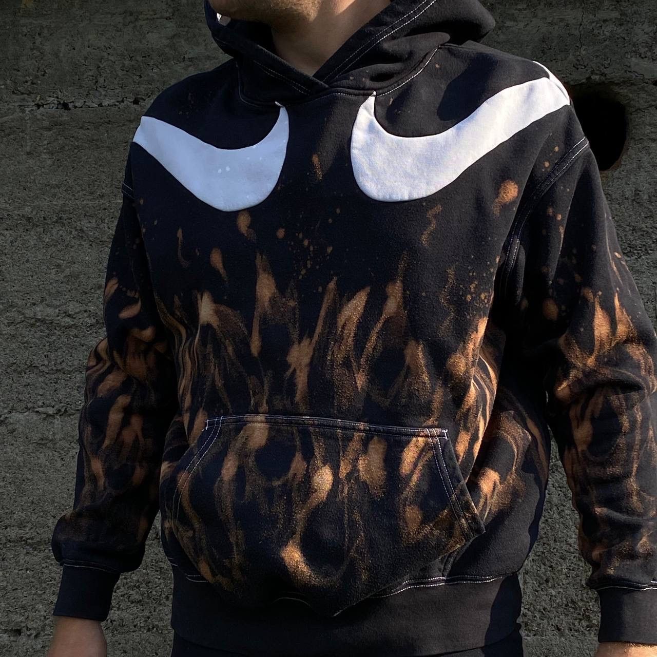 If Six Was Nine × Japanese Brand × Nike Vintage Nike Custom Hoodie With Fire Big Swoosh 90s Y2K USA Size US S / EU 44-46 / 1 - 14 Thumbnail