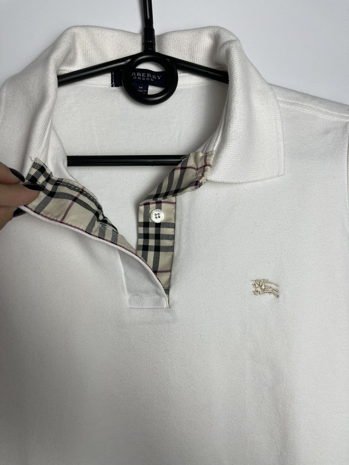 Burberry vintage crop top women’s tee t-shirt polo S/M white