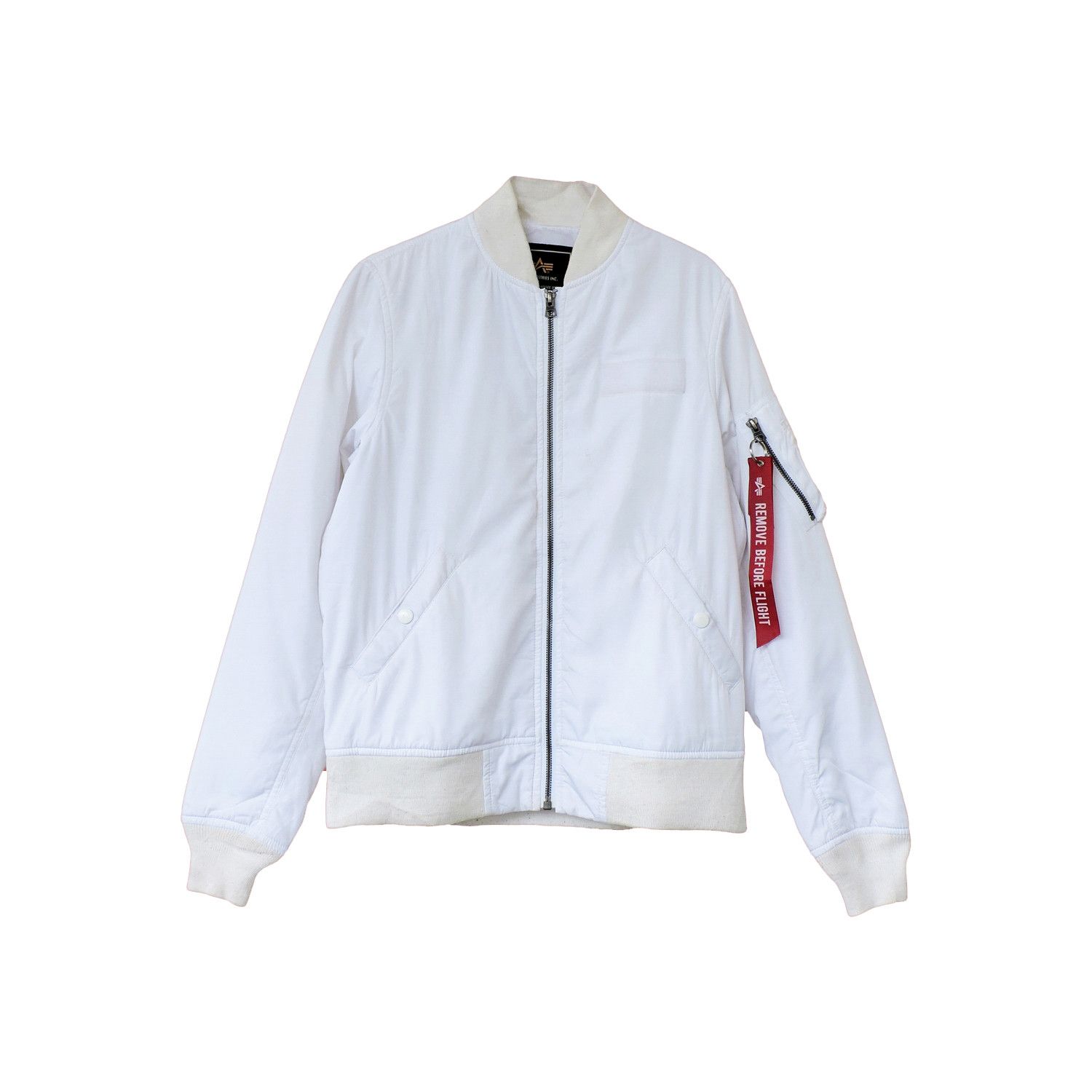 Image of Alpha Industries Lighweight Flight Bomber Jacket in White, Men's (Size Small)