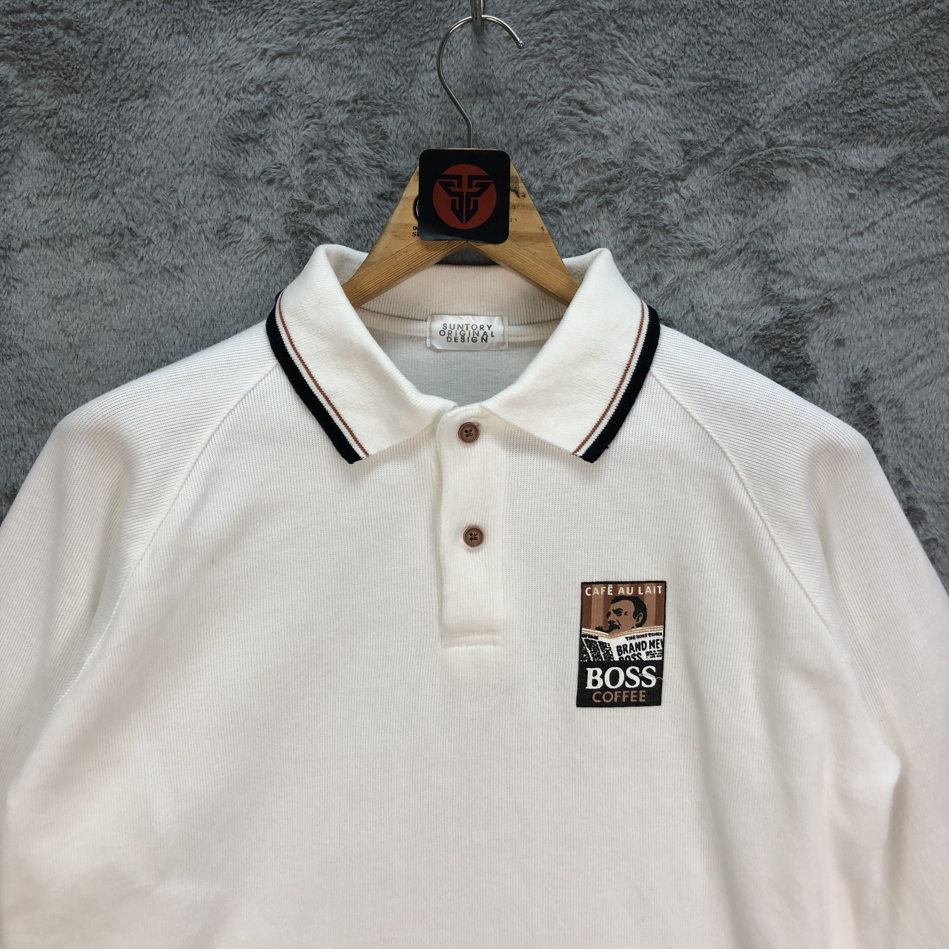 Japanese Brand COFFE BOSS LONG SLEEVE POLO SHIRT #6414-65 Size US S / EU 44-46 / 1 - 2 Thumbnail