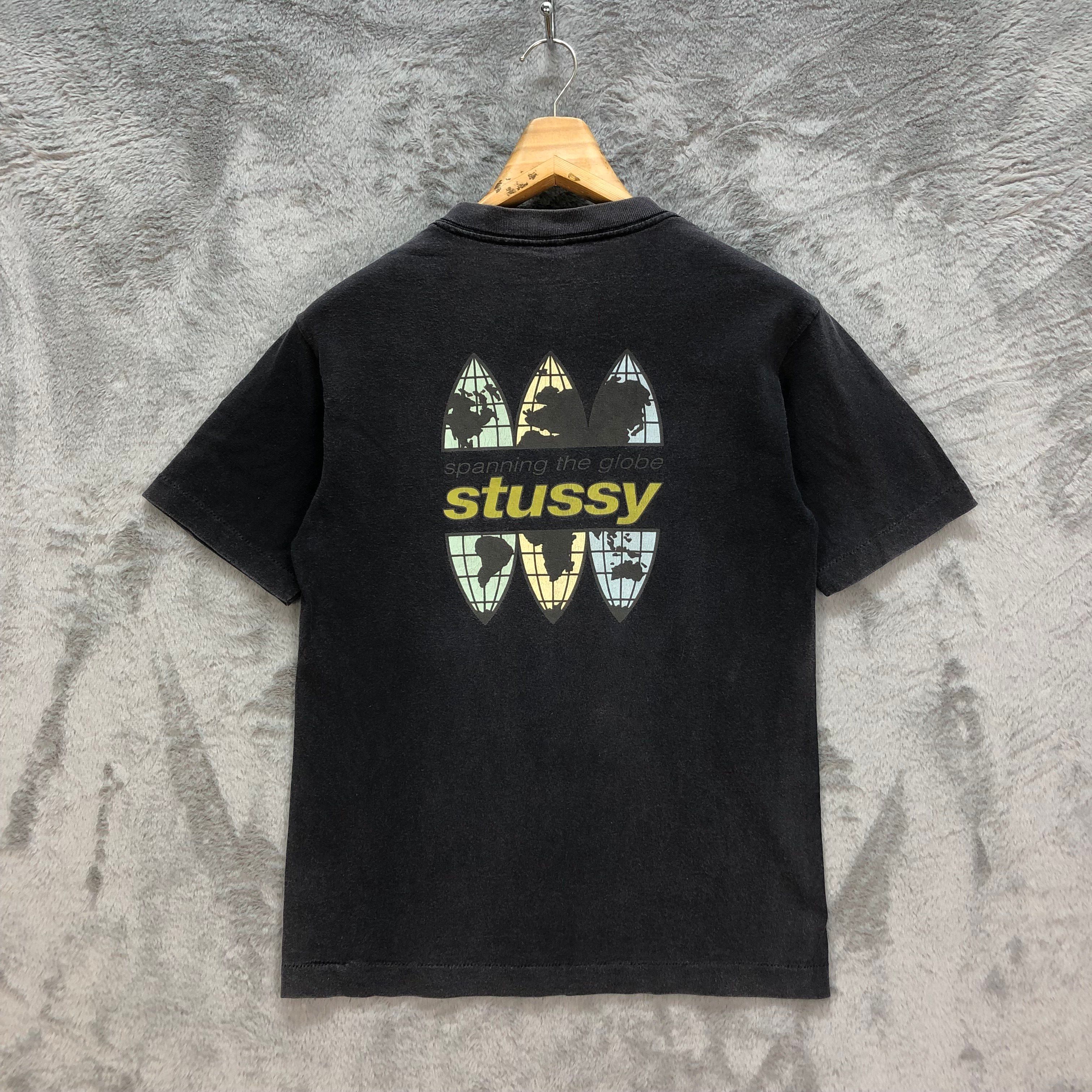 Pre-owned Made In Usa X Stussy Vintage Stussy Spanning The Globe T Shirt 6415-65 In Black
