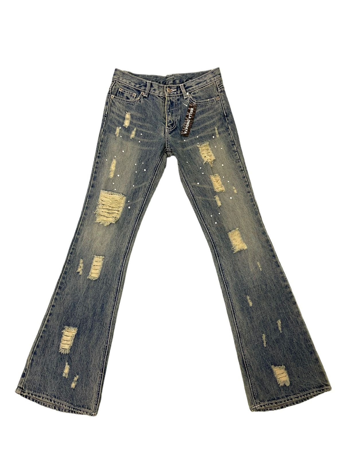 Japanese Brand Flare Jeans Bella Ondata Distress Denim Boot Cut 1🟦2 Size US 28 / EU 44 - 2 Thumbnail