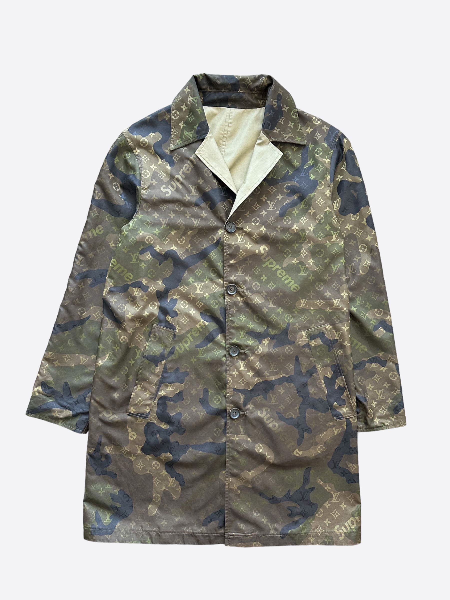 image of Louis Vuitton Supreme Camo Monogram Reversible Trenchcoat, Men's (Size XL)