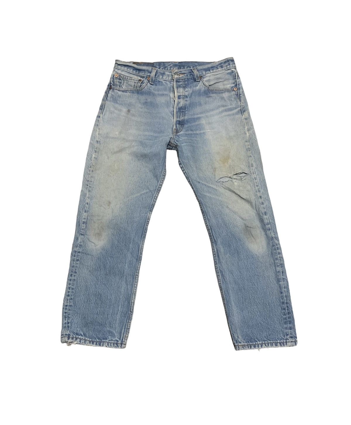 Image of Distressed Denim x Levis Vintage 90's Levis 501 Faded Blue Jeans, Men's (Size 31)