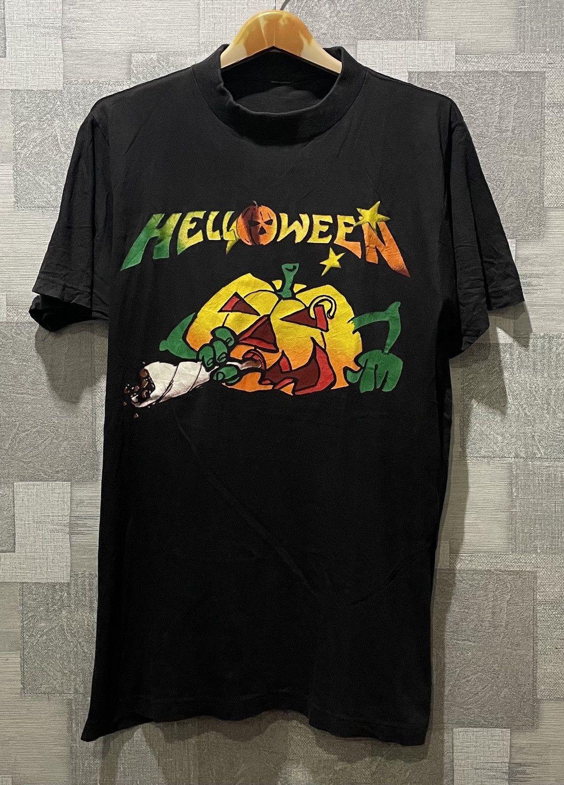 image of Band Tees x Rock T Shirt Vintage Helloween Z4 in Black, Men's (Size Large)