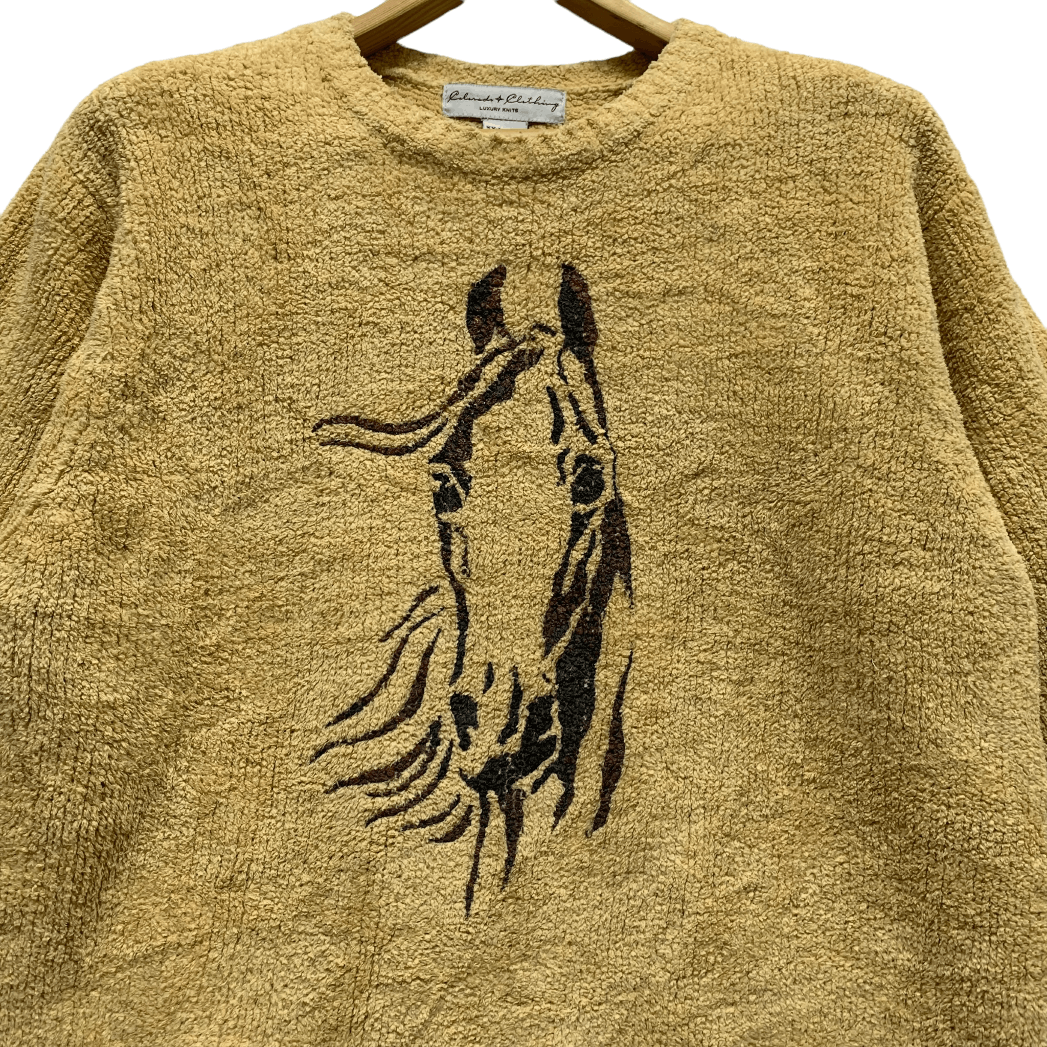 Vintage Rare Luxury Knits Horses Graphic Knit Sweater #4129-143 Size XXL / US 16-18 / IT 52-54 - 3 Thumbnail