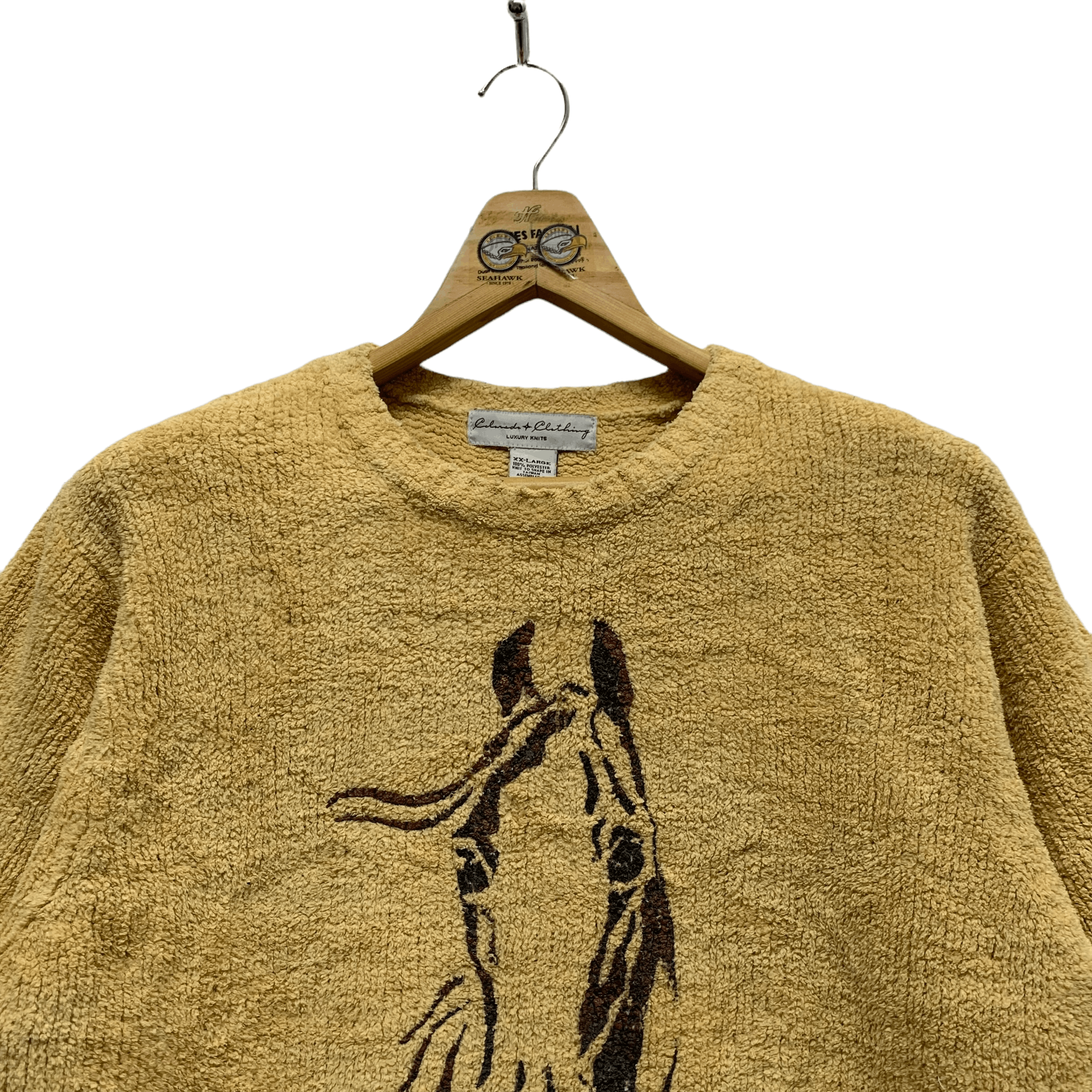 Vintage Rare Luxury Knits Horses Graphic Knit Sweater #4129-143 Size XXL / US 16-18 / IT 52-54 - 2 Thumbnail