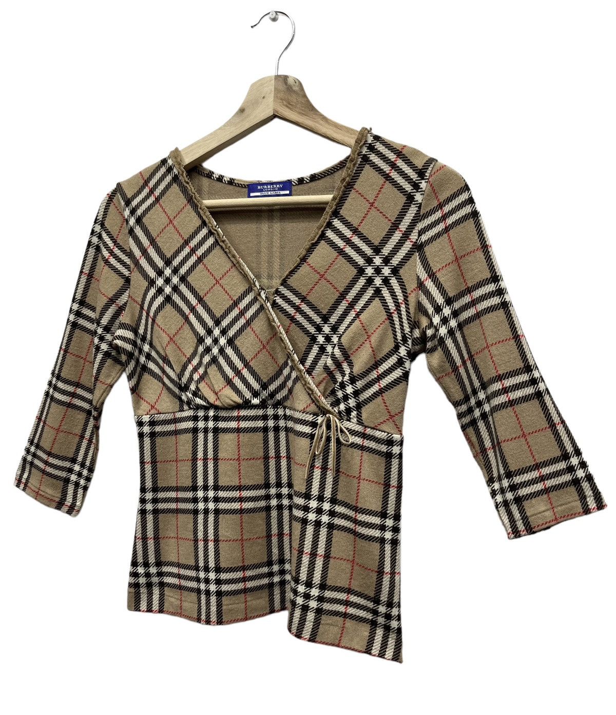 Burberry Vtg BURBERRY BLUE LABEL Japan Nova Check Wool-Acrylic Blouse Size XS / US 0-2 / IT 36-38 - 2 Thumbnail