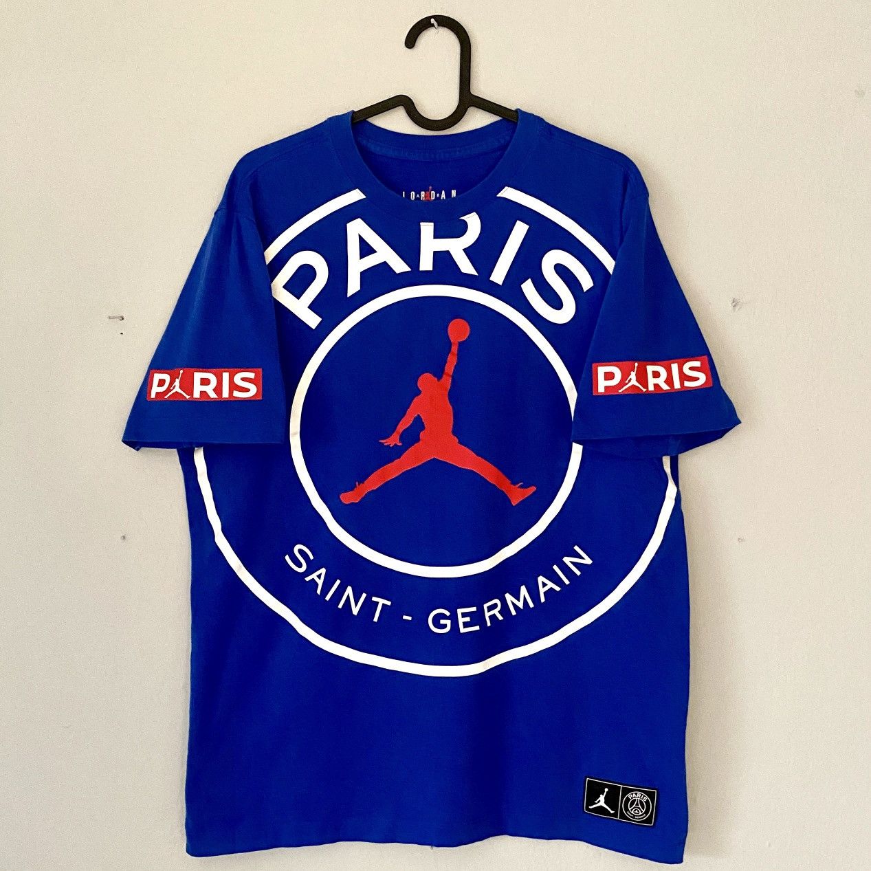 Jordan Brand × Nike PSG Paris Nike Jordan Men SS Blue Logo Tee Shirt Top France Size US M / EU 48-50 / 2 - 2 Thumbnail