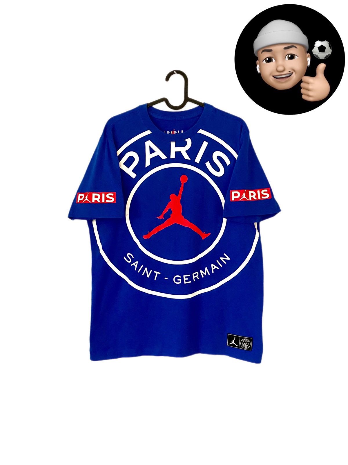 Jordan Brand × Nike PSG Paris Nike Jordan Men SS Blue Logo Tee Shirt Top France Size US M / EU 48-50 / 2 - 1 Thumbnail