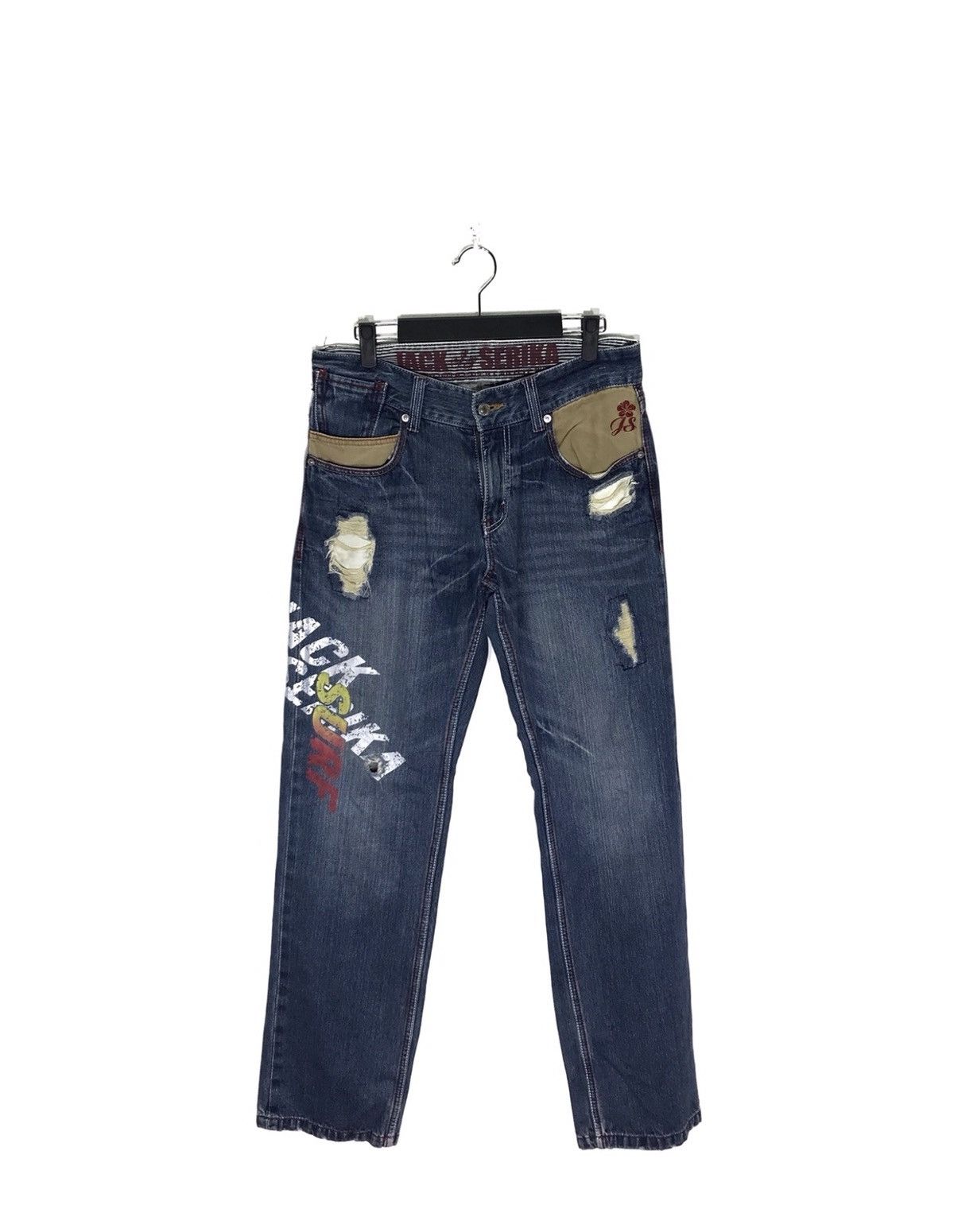 Japanese Brand Jack Serika Distressed Denim Jeans Size US 32 / EU 48 - 2 Thumbnail