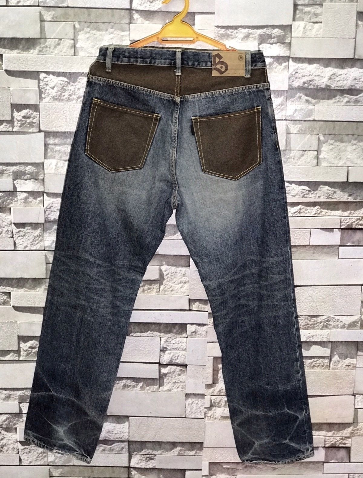 Japanese Brand Made In Japan Standard Leather Patchwork Pocket Denim Jeans Size US 32 / EU 48 - 1 Thumbnail