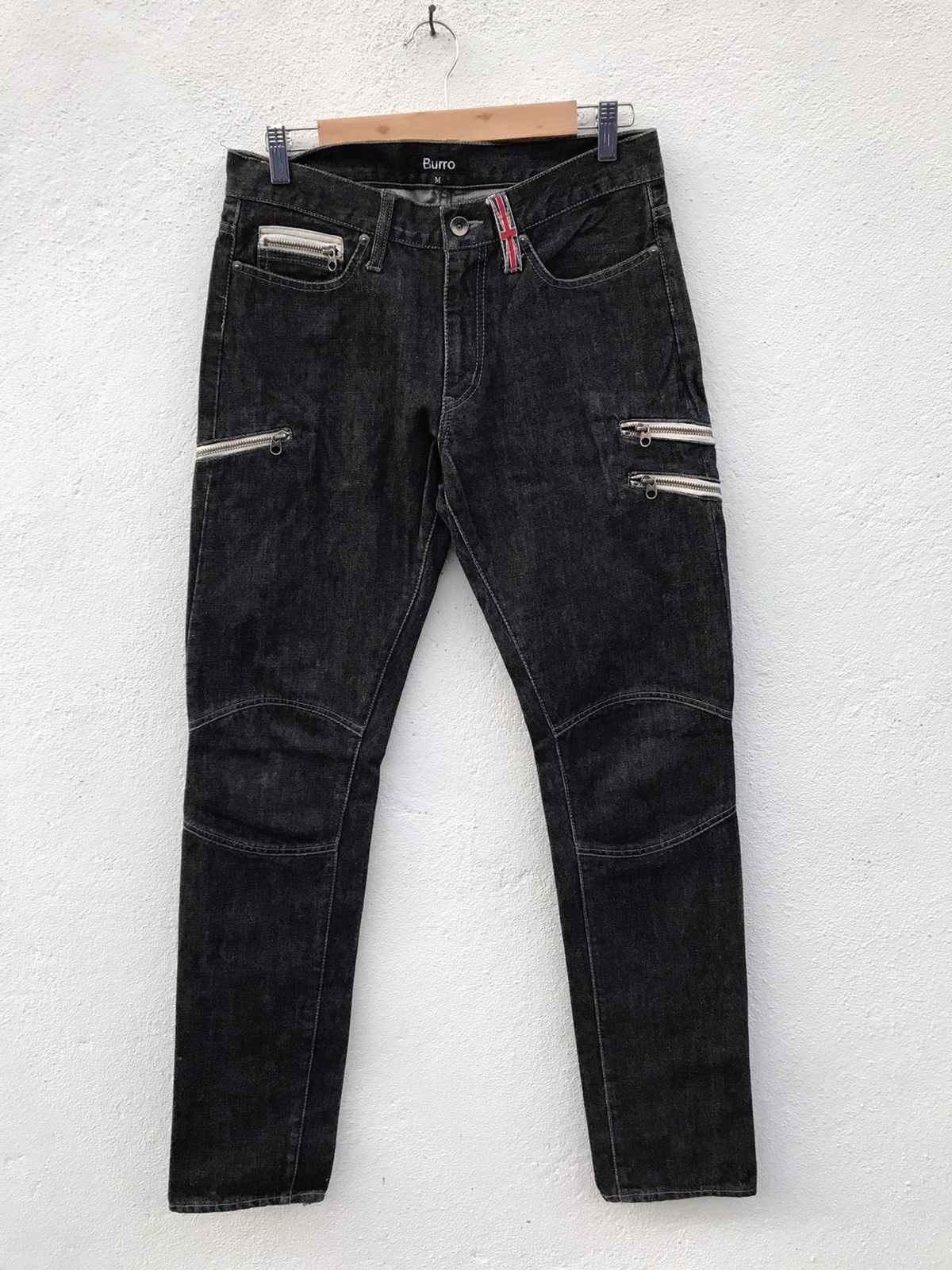 image of Biker Denim Burro Zipper Bikers Denim Jeans in Black, Men's (Size 31)