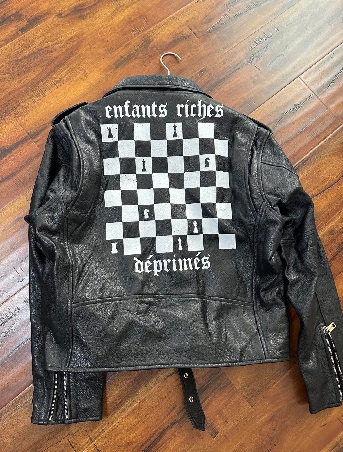 Pre-owned Enfants Riches Deprimes Erd Chessboard Leather Jacket In Black