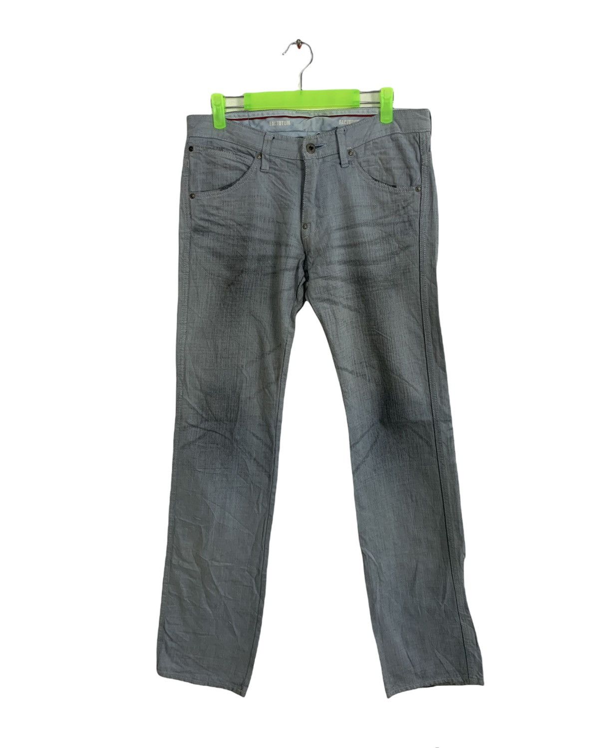 FACTOTUM Rare Design 90s Factotum Distress Indigo Denim Straight Cut Size US 29 - 1 Thumbnail