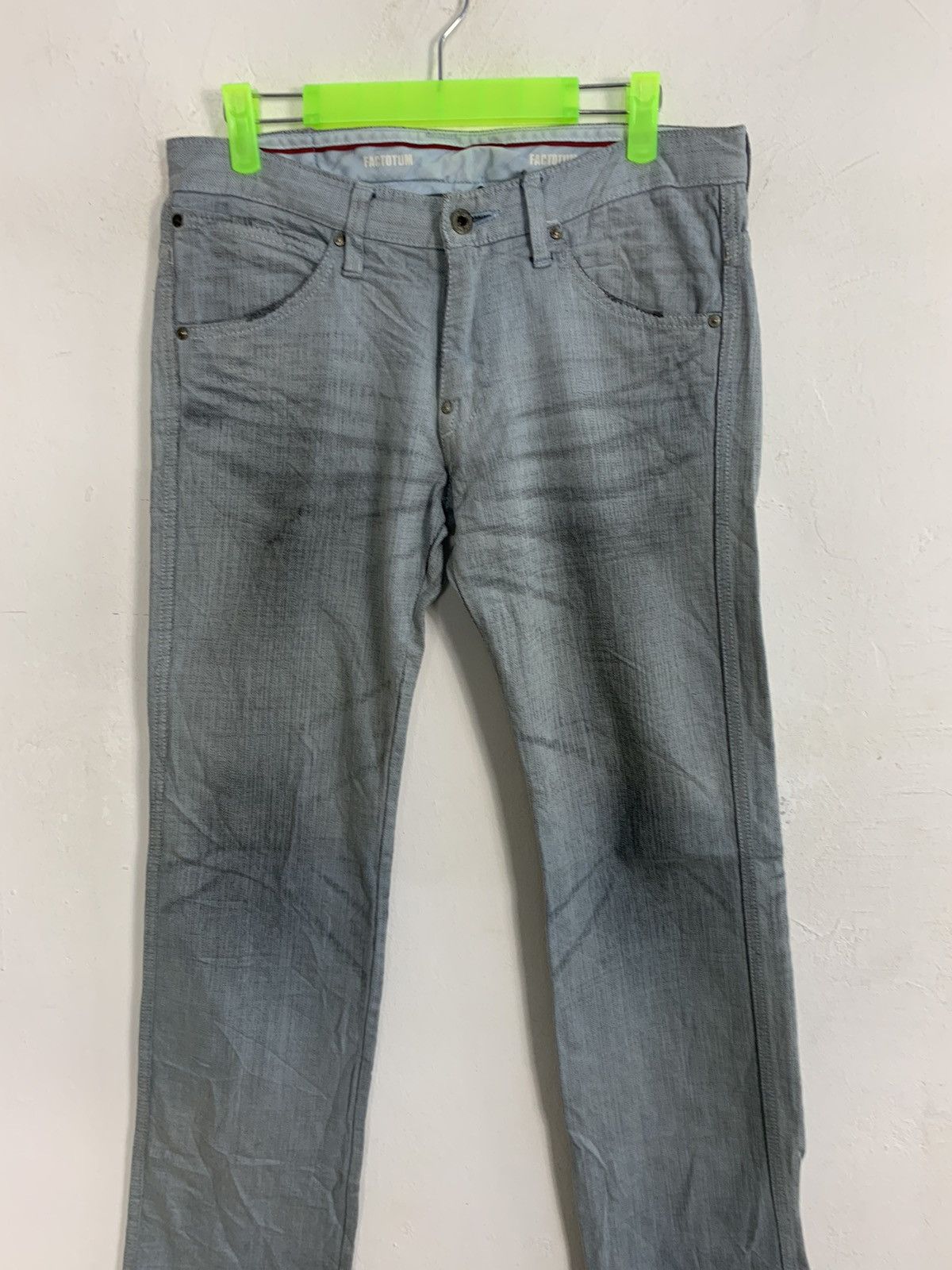 FACTOTUM Rare Design 90s Factotum Distress Indigo Denim Straight Cut Size US 29 - 3 Thumbnail