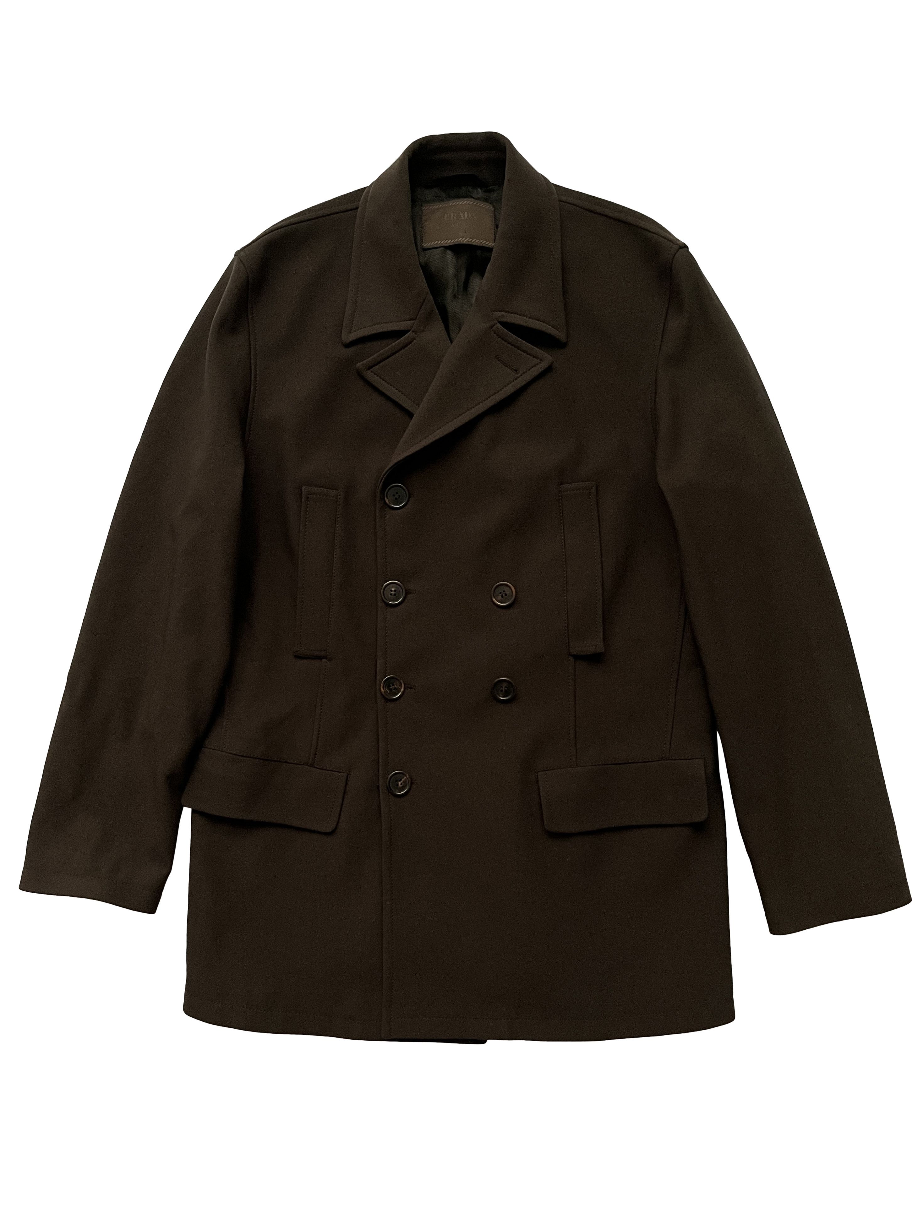 image of 1990's Prada Brown Peacoat Heavy Coat, Men's (Size Large)