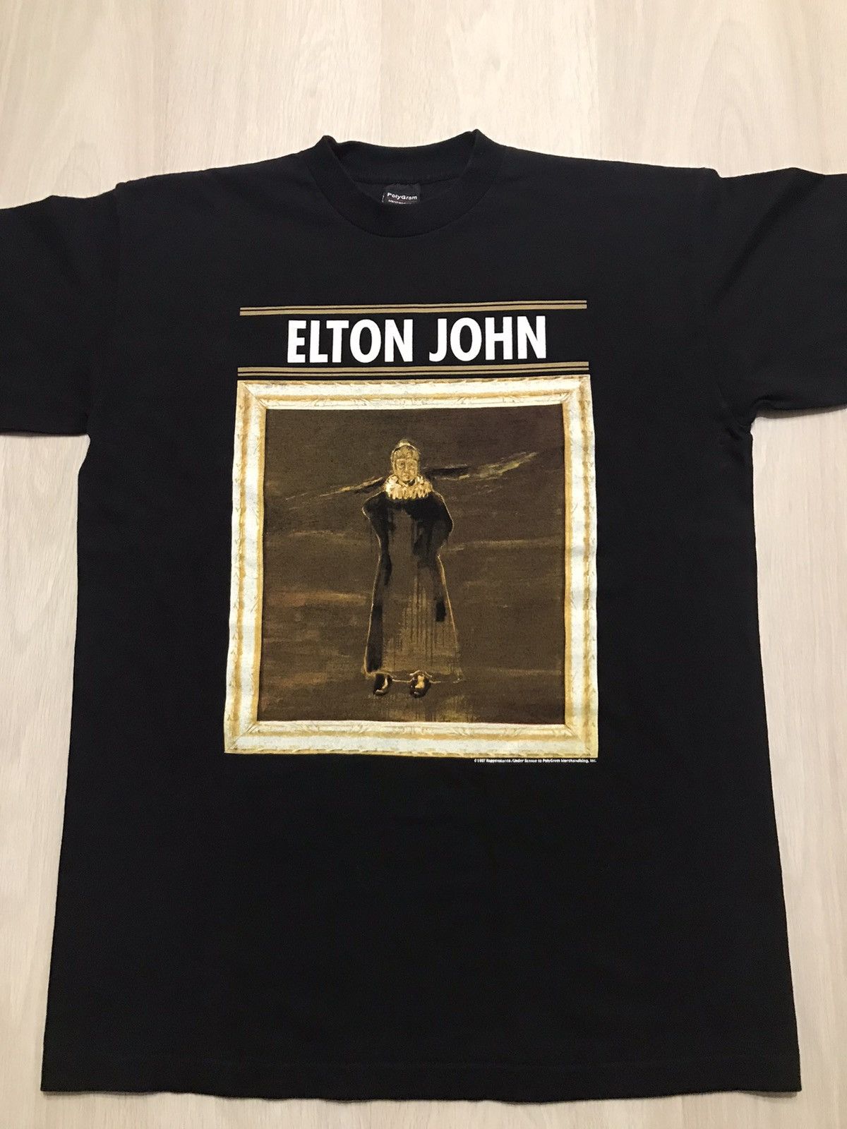 image of Band Tees x Rock T Shirt 1997 Elton John The Big Picture Tour T Shirt Eric Clapton in Black (Size L