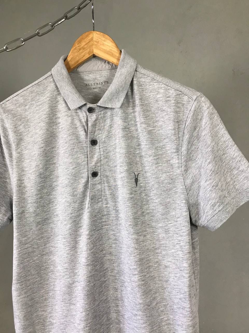 Allsaints Allsaints luxury streetwear gray polo tee Size US M / EU 48-50 / 2 - 2 Thumbnail