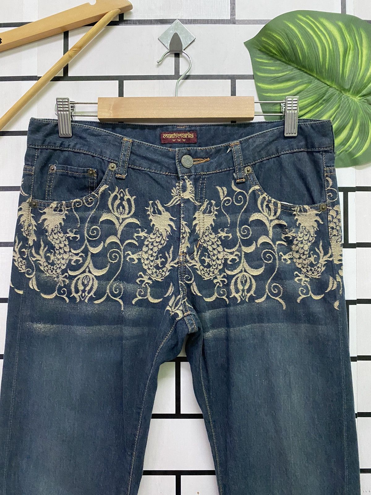 Designer × Japanese Brand Embroidered Dragon Design MASH MANIA Low Rise Light Pant Size US 30 / EU 46 - 3 Thumbnail
