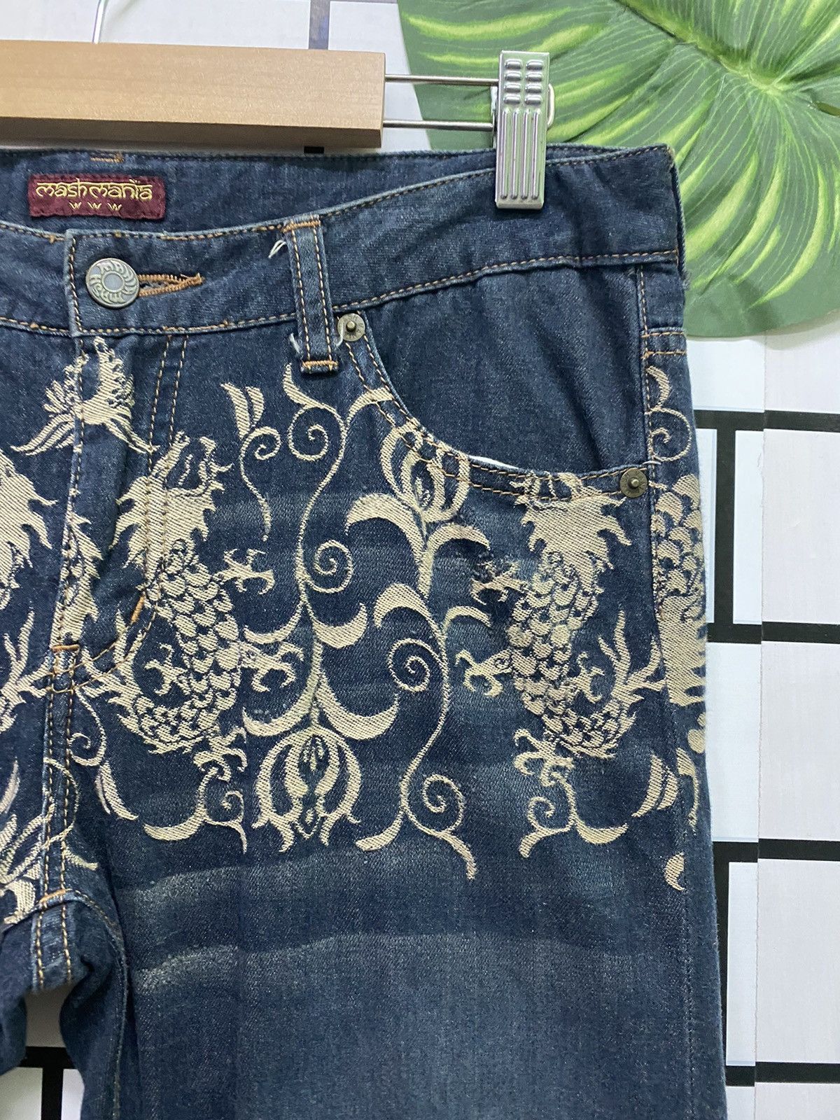 Designer × Japanese Brand Embroidered Dragon Design MASH MANIA Low Rise Light Pant Size US 30 / EU 46 - 5 Thumbnail
