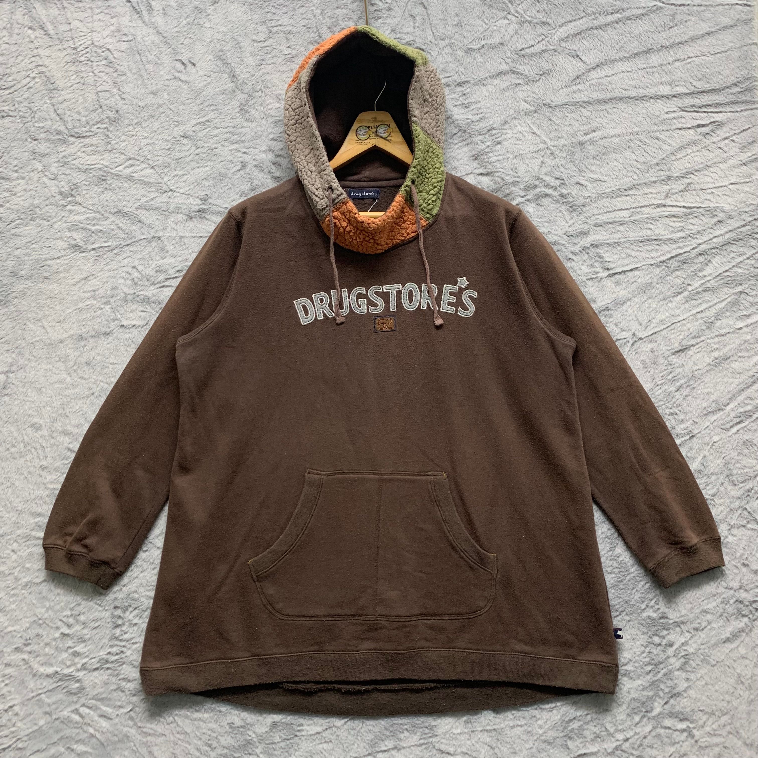 Pre-owned Rare Drug Store's Embroidery Big Logo Pullover Hoodies 4340-150 In Brown