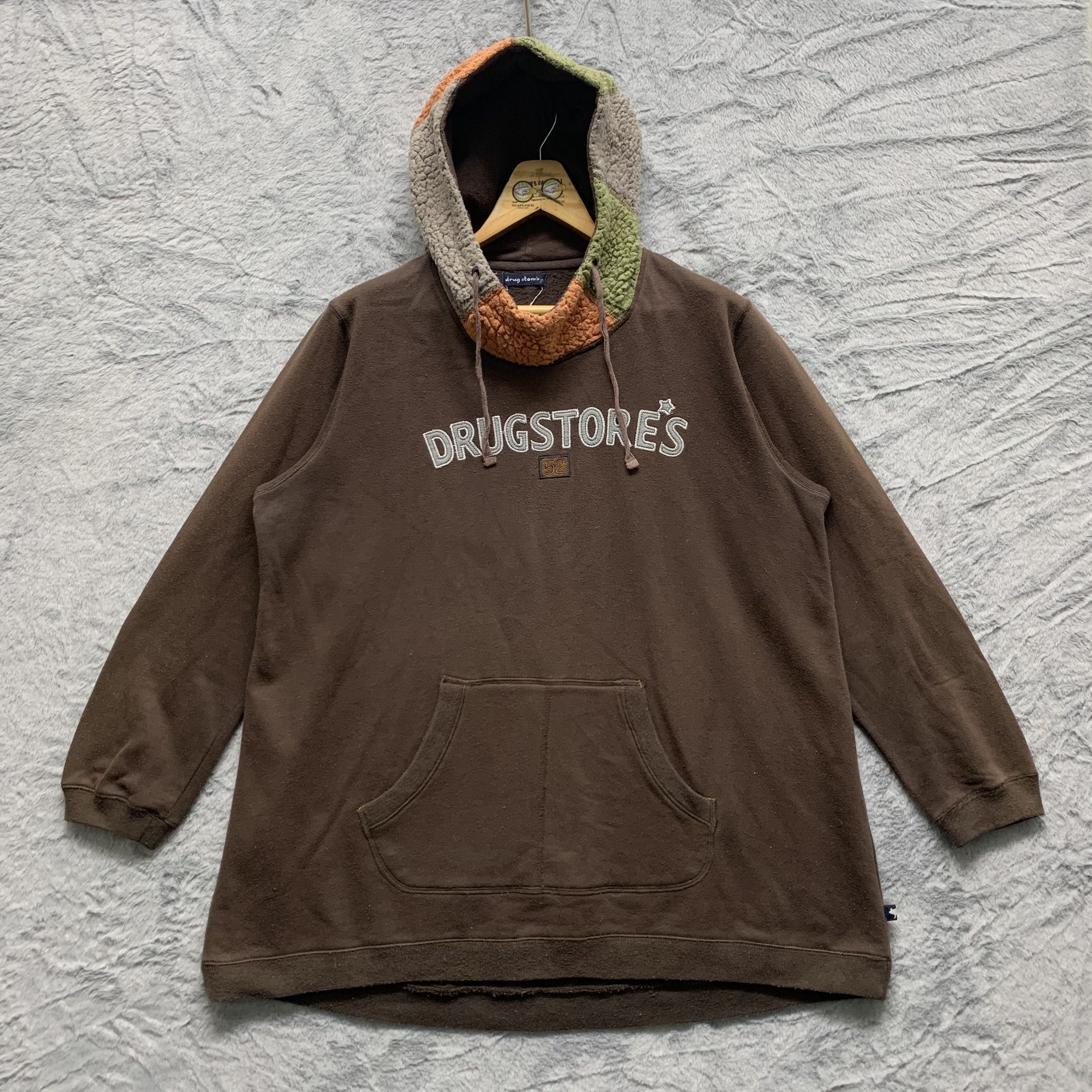 image of Drug Store's Embroidery Big Logo Pullover Hoodies 4340-150 in Brown, Men's (Size Large)