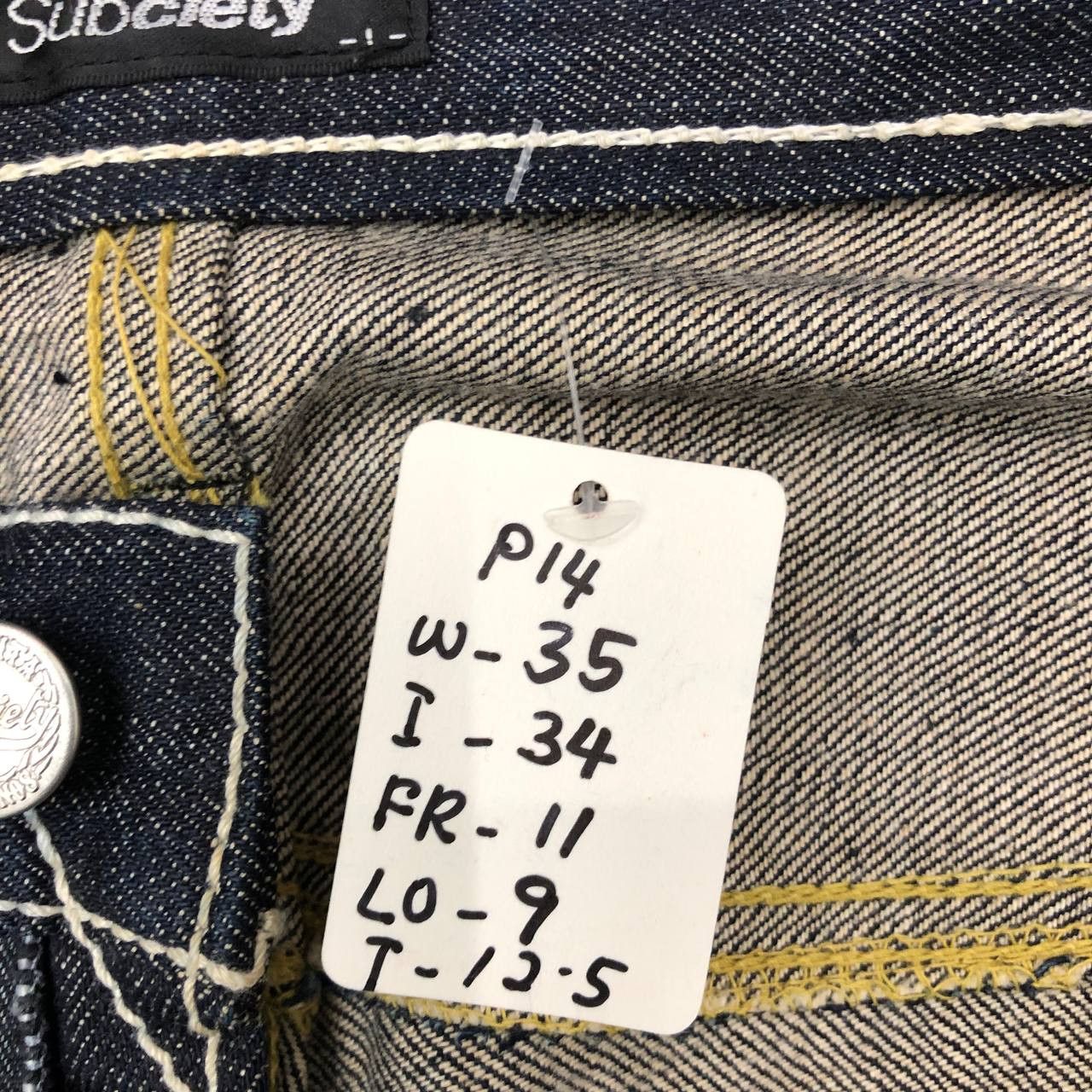 Japanese Brand P14 SUBCIETY SMOKING SKULL LIFE IS SHORTJAPAN SELVEDGE JEANS Size US 35 - 10 Thumbnail