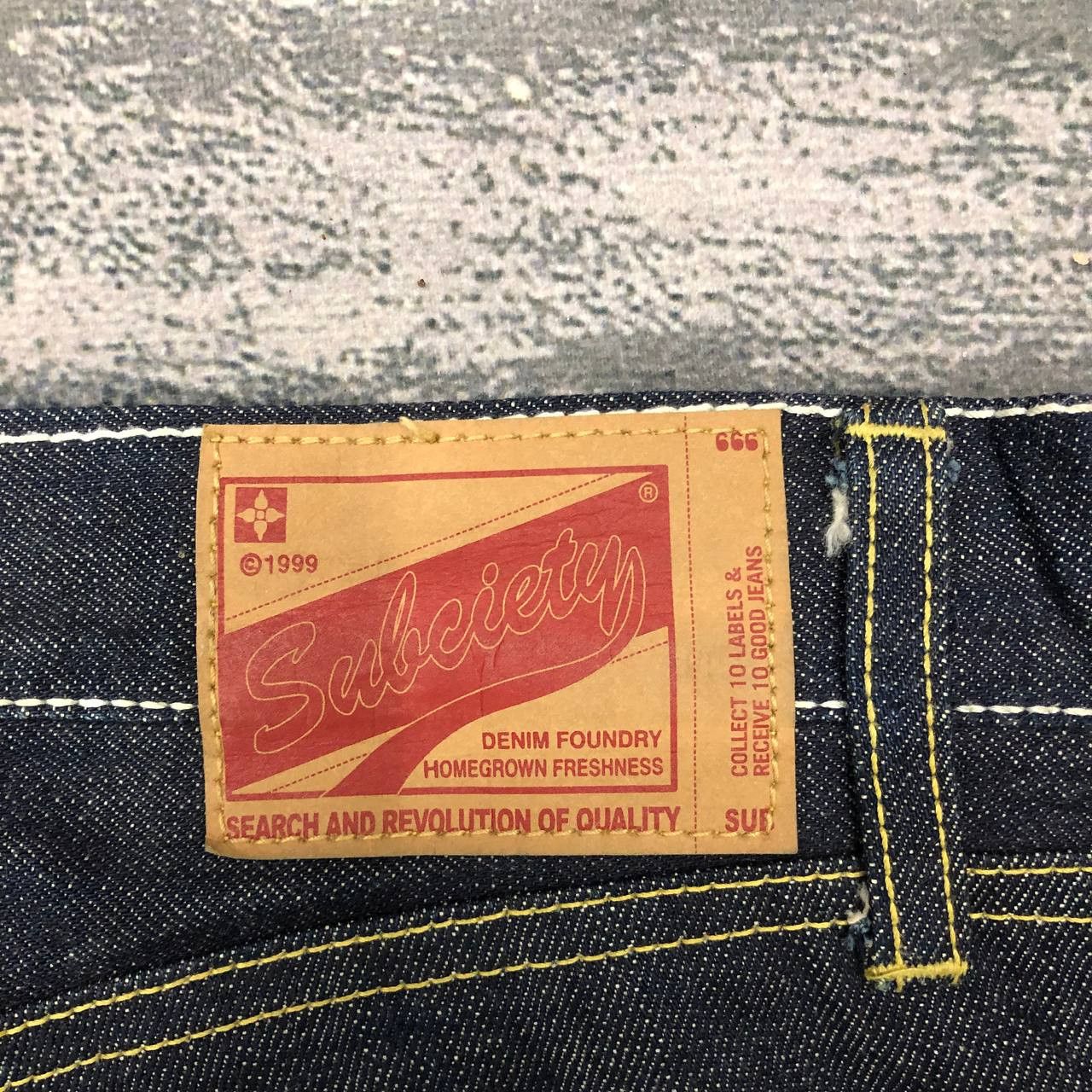 Japanese Brand P14 SUBCIETY SMOKING SKULL LIFE IS SHORTJAPAN SELVEDGE JEANS Size US 35 - 4 Thumbnail