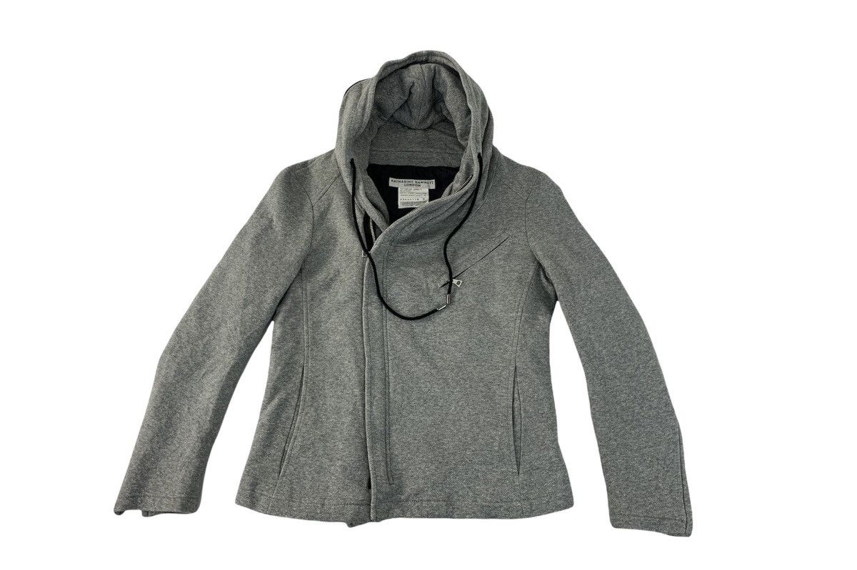 トップス KATHARINE HAMNETT LONDON zip hoodie Katharine Hamnett London Wool Blouson Asymmetrical Hoodie