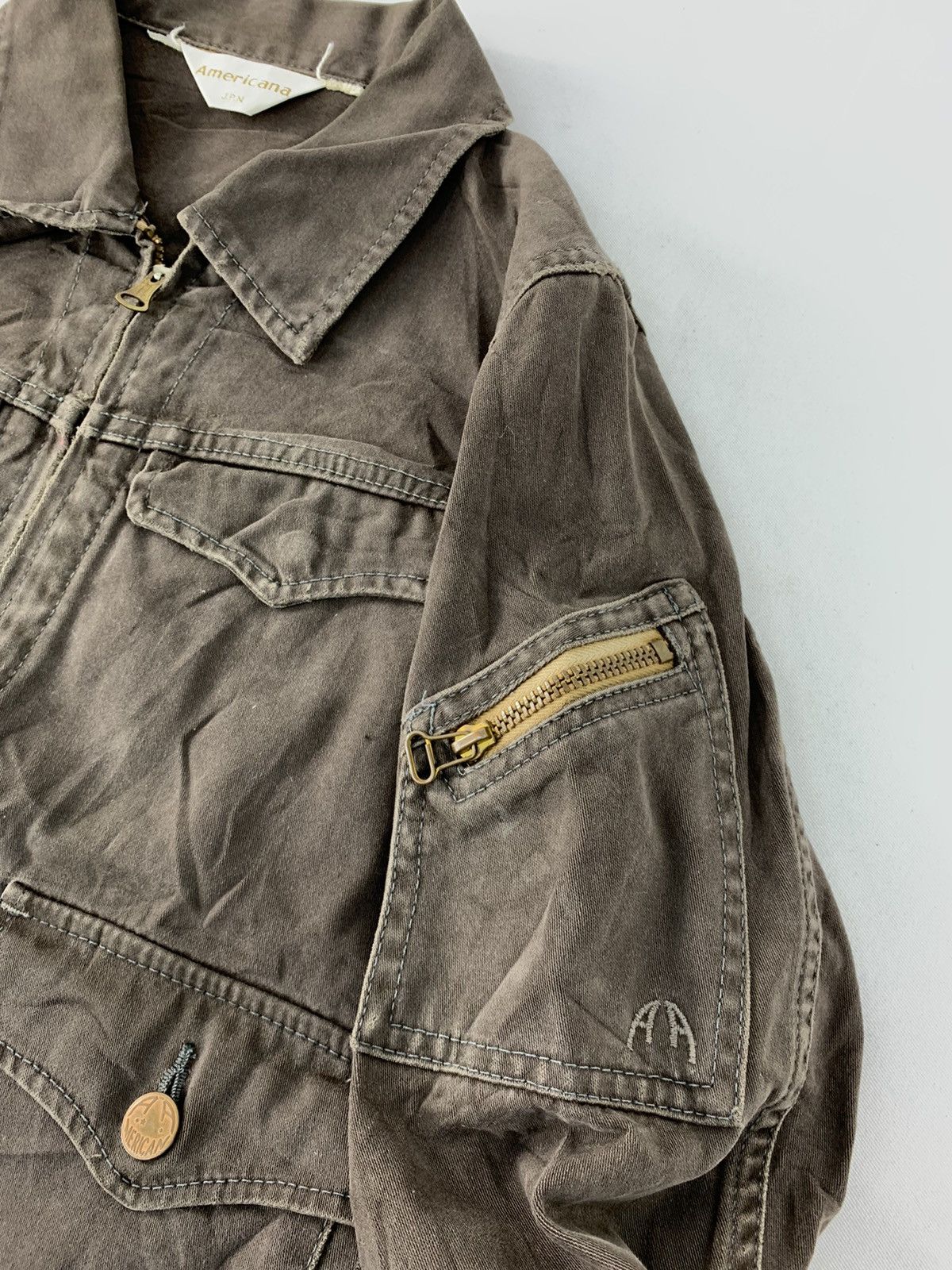 Japanese Brand Vintage Trucker Jacket Americana Japan Zipper Double Pocket Size S / US 4 / IT 40 - 5 Thumbnail