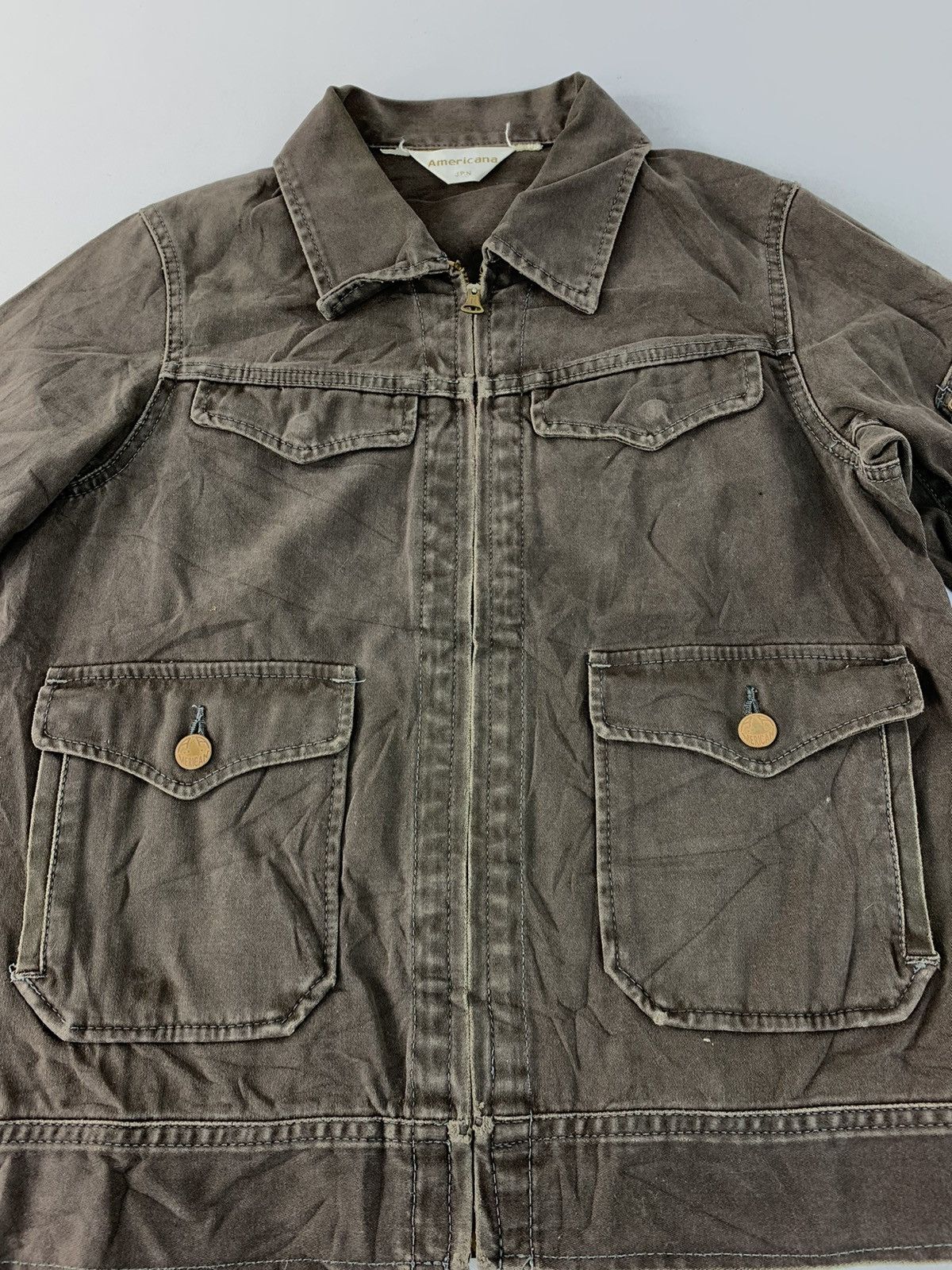 Japanese Brand Vintage Trucker Jacket Americana Japan Zipper Double Pocket Size S / US 4 / IT 40 - 3 Thumbnail