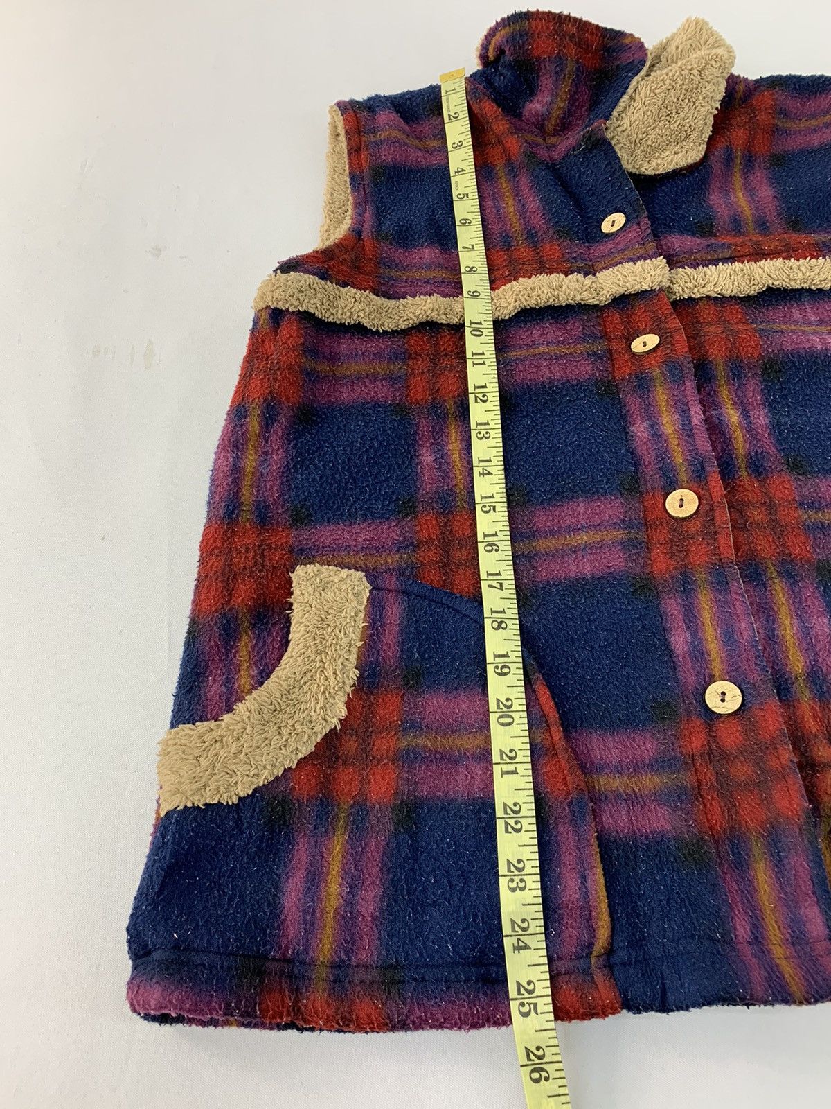 Japanese Brand Poku Poku Fluffy Wool Vest Padded Jacket Checked Tartan Size M / US 6-8 / IT 42-44 - 10 Thumbnail
