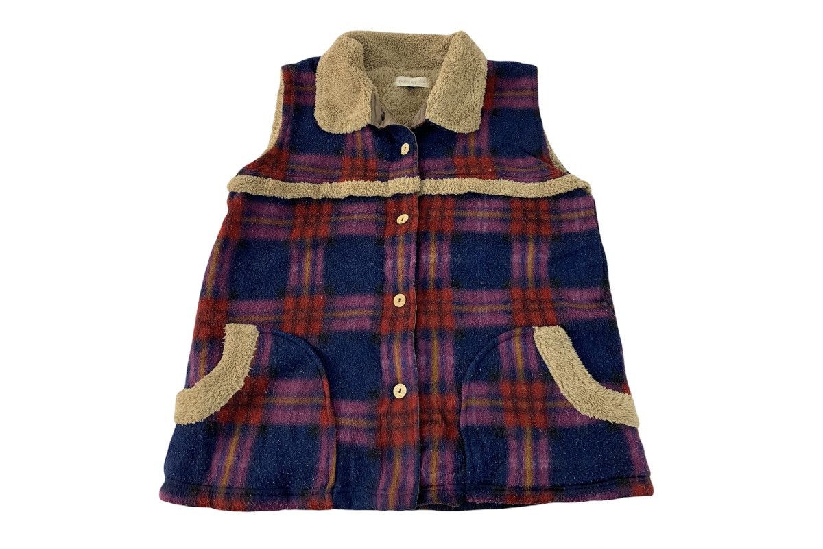 Japanese Brand Poku Poku Fluffy Wool Vest Padded Jacket Checked Tartan Size M / US 6-8 / IT 42-44 - 1 Thumbnail