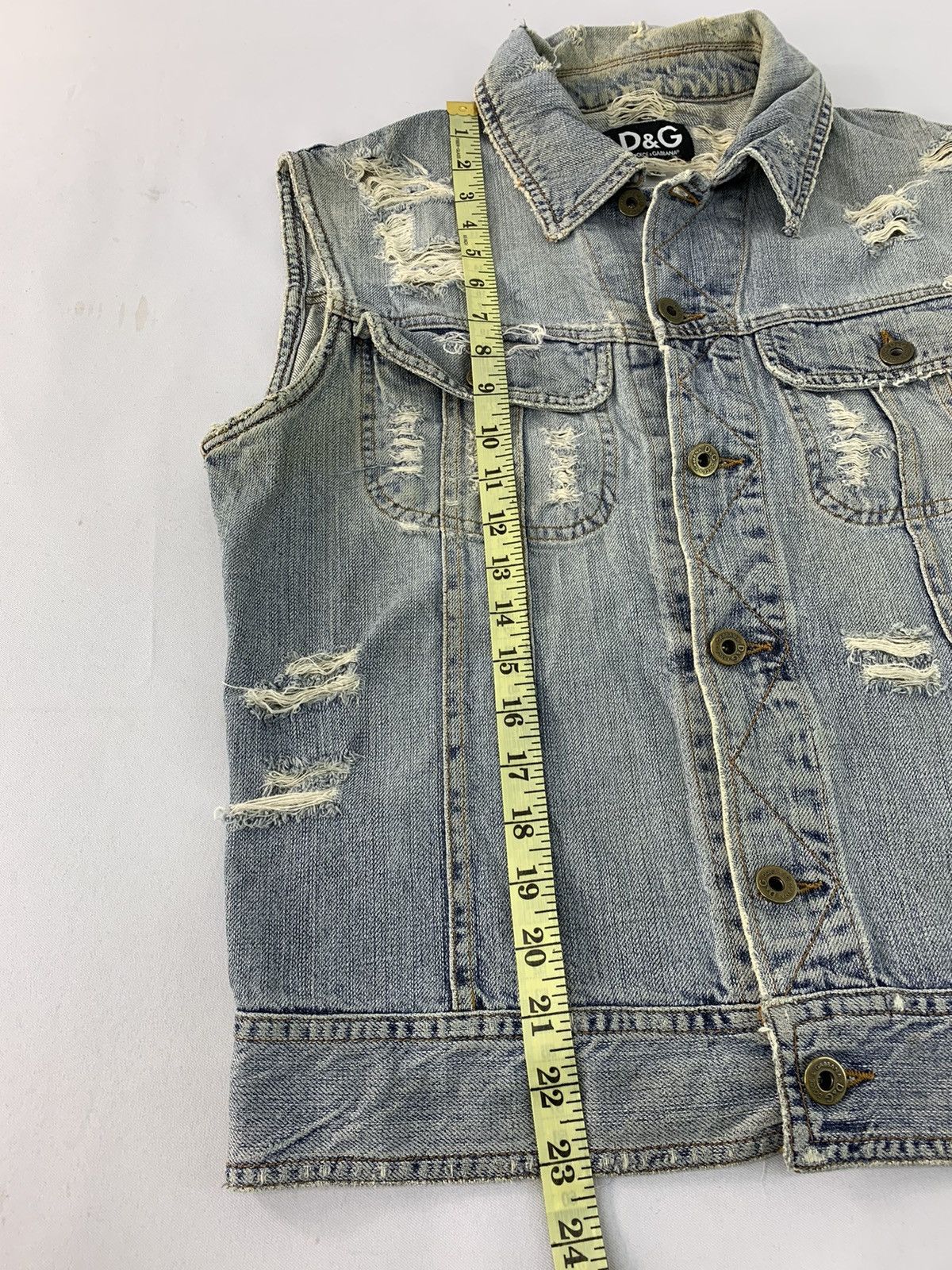 Dolce & Gabbana Rare D&G Distressed Vest Denim Jacket Leather Patch Size M / US 6-8 / IT 42-44 - 10 Thumbnail