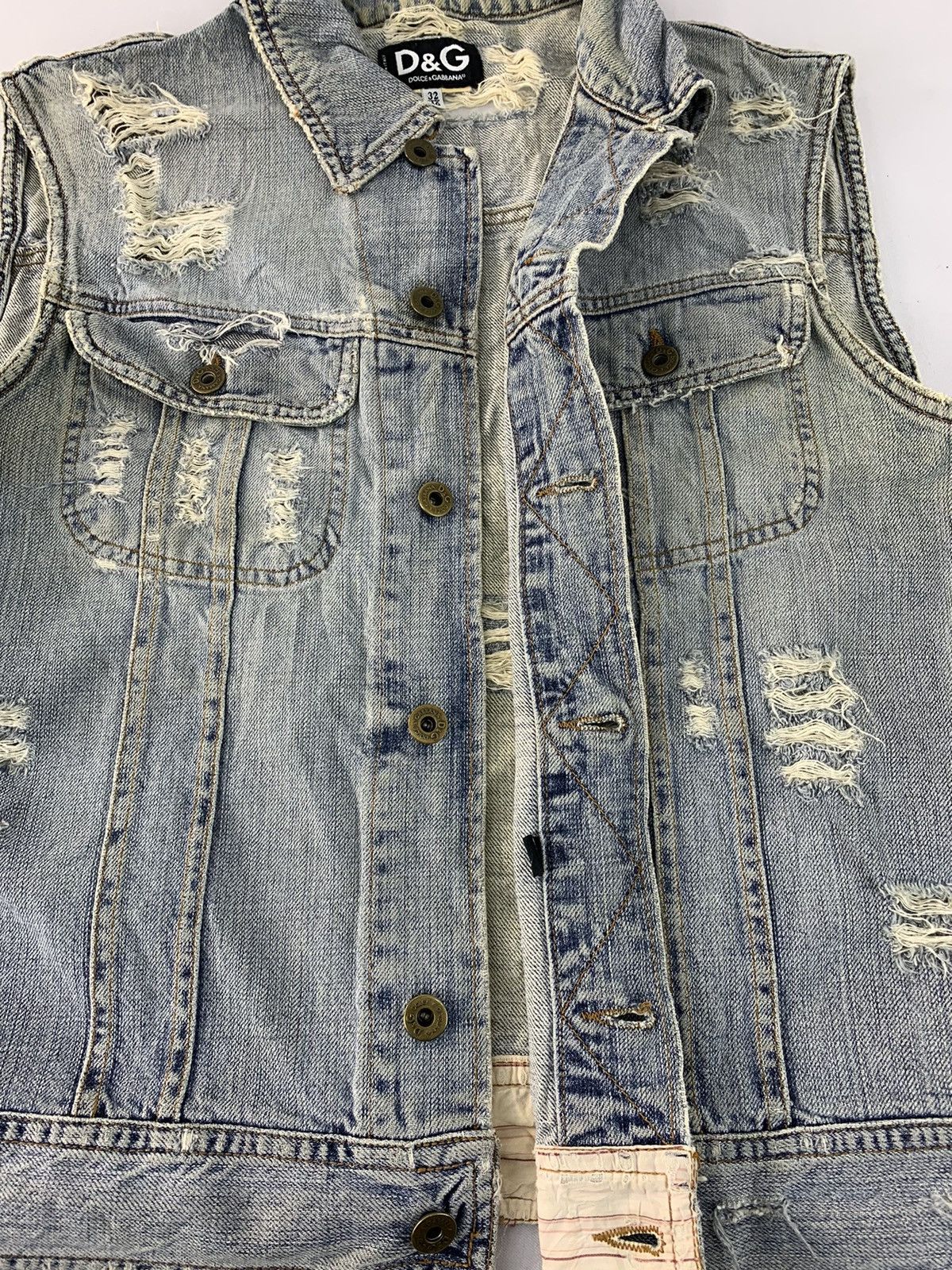 Dolce & Gabbana Rare D&G Distressed Vest Denim Jacket Leather Patch Size M / US 6-8 / IT 42-44 - 6 Thumbnail